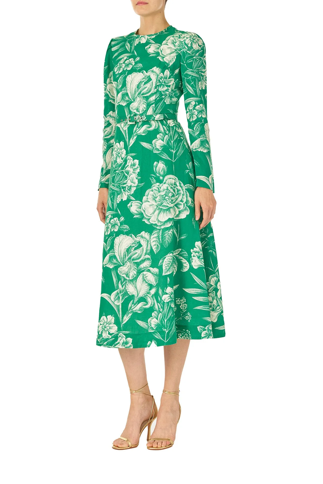 Long Sleeve Floral Day Dress sold by Monique Lhuillier product image thumbnail 3