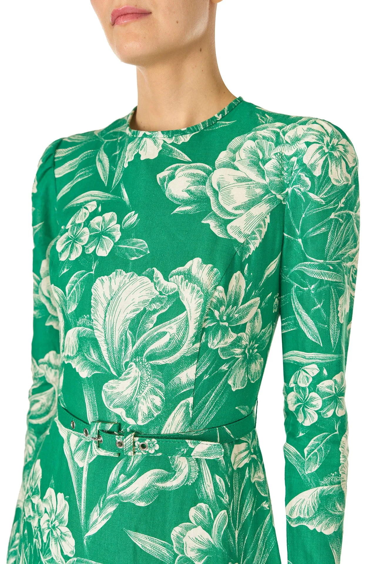 Long Sleeve Floral Day Dress sold by Monique Lhuillier product image thumbnail 2