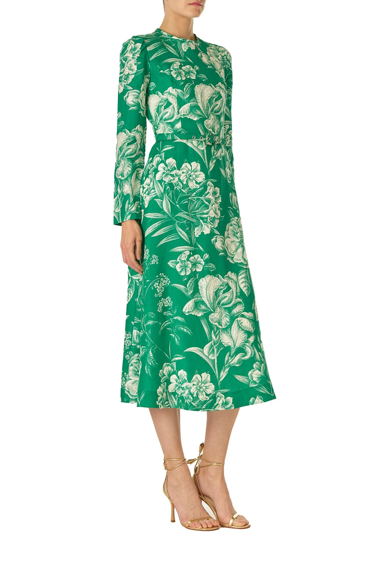 Long Sleeve Floral Day Dress sold by Monique Lhuillier product image thumbnail 5