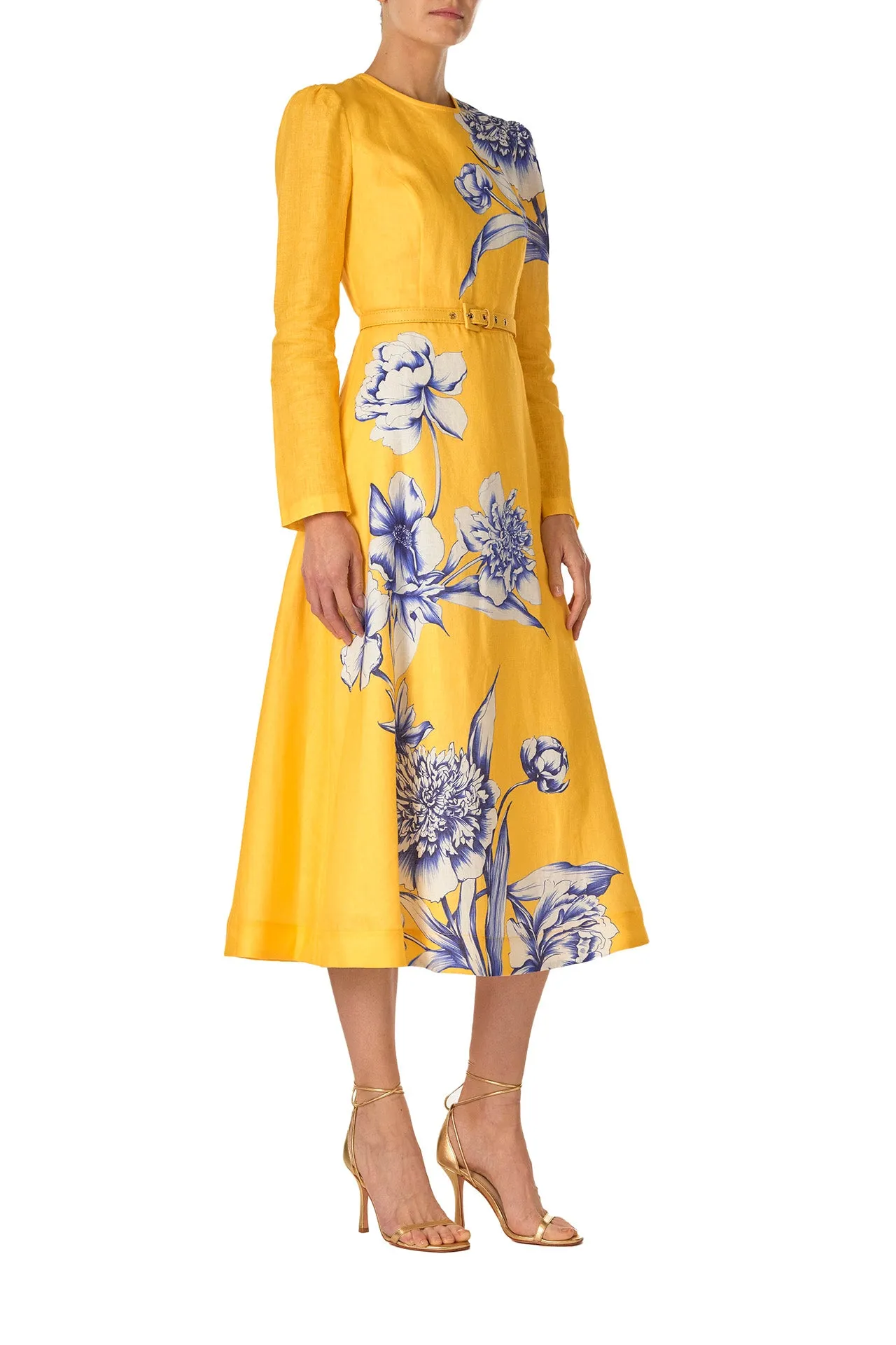 Long Sleeve Floral Day Dress sold by Monique Lhuillier product image thumbnail 5