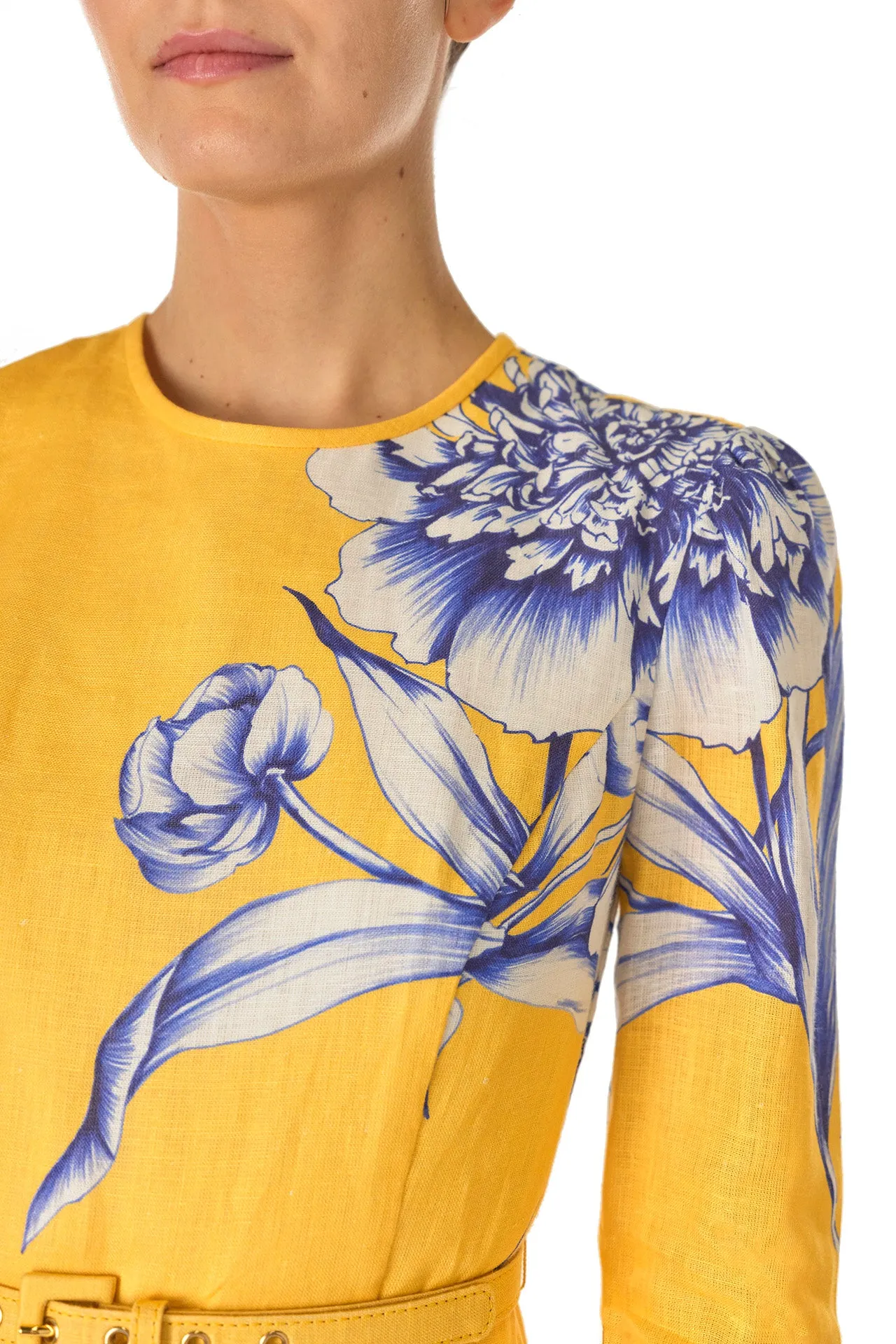 Long Sleeve Floral Day Dress sold by Monique Lhuillier product image thumbnail 2