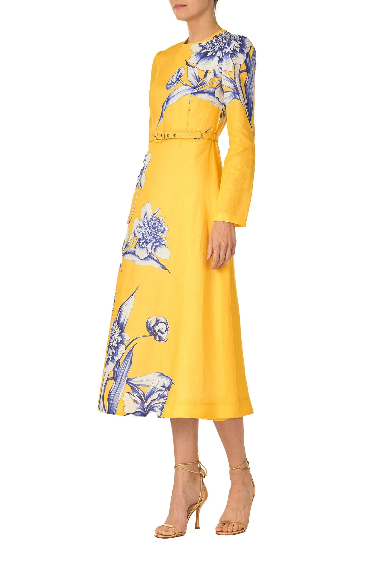 Long Sleeve Floral Day Dress sold by Monique Lhuillier product image thumbnail 3