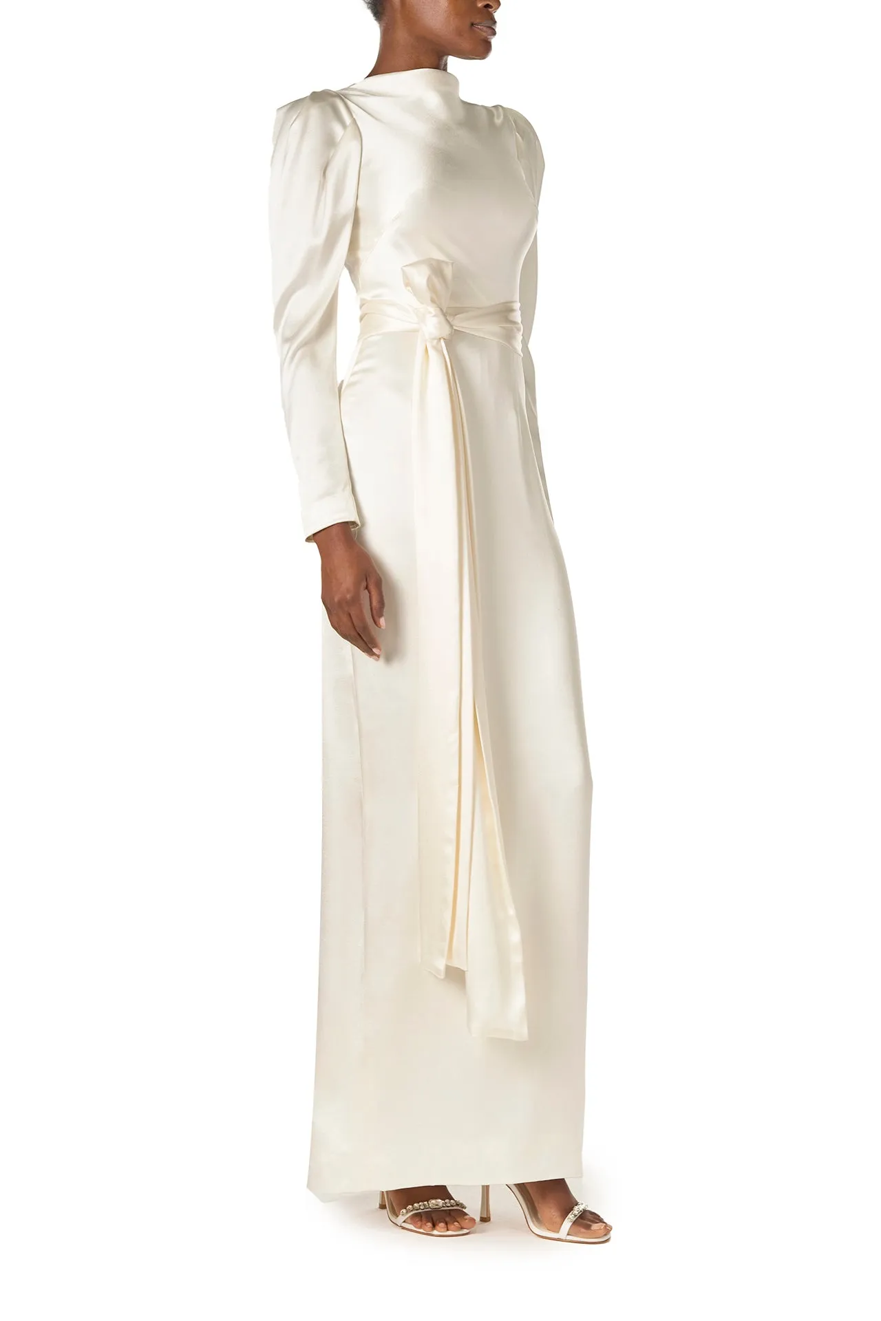 Long Sleeve Satin Gown sold by Monique Lhuillier product image thumbnail 5