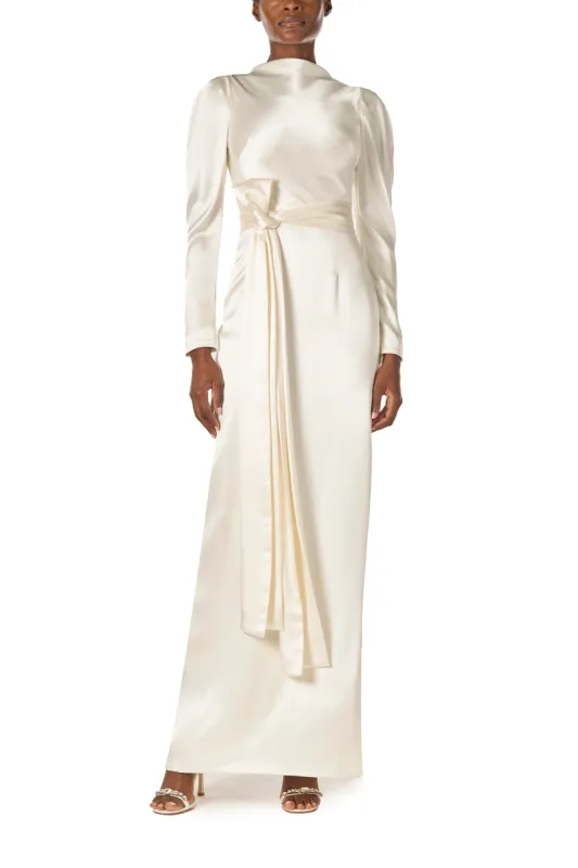 Long Sleeve Satin Gown sold by Monique Lhuillier