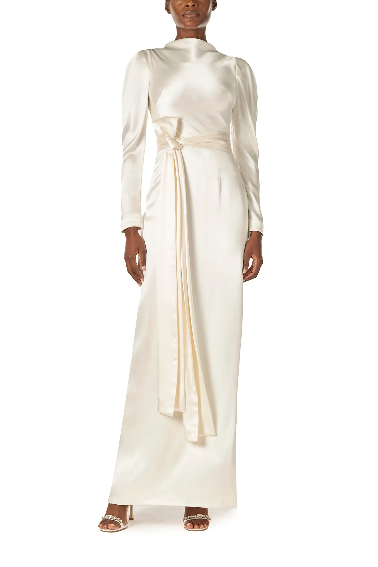 Long Sleeve Satin Gown sold by Monique Lhuillier