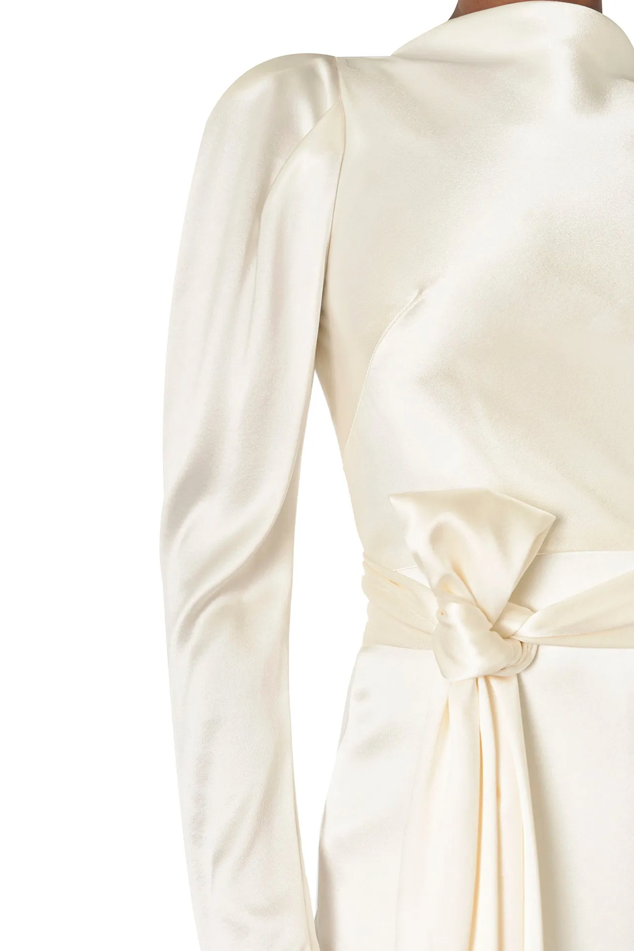 Long Sleeve Satin Gown sold by Monique Lhuillier product image thumbnail 2