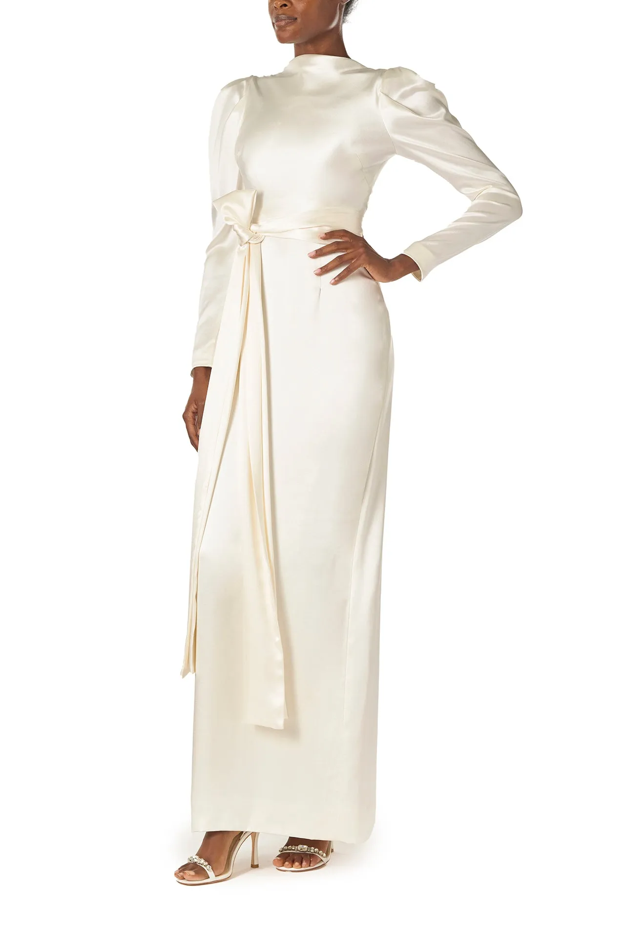 Long Sleeve Satin Gown sold by Monique Lhuillier product image thumbnail 3