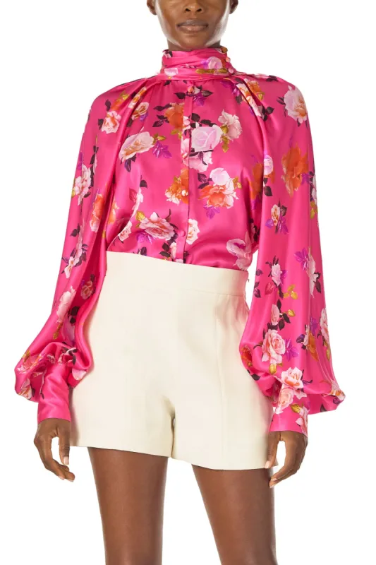 High Neck Blouse With Full Sleeves made by Monique Lhuillier