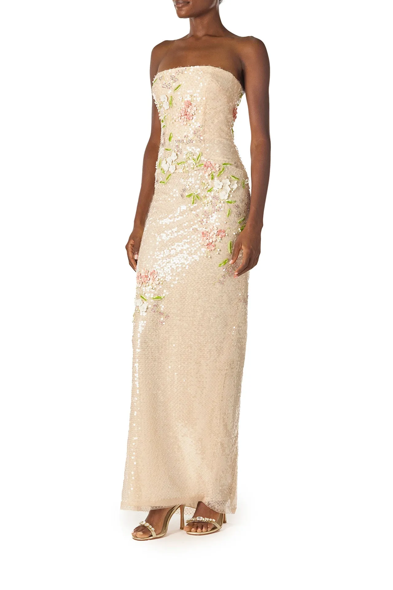 Floral Sequin Column Gown sold by Monique Lhuillier product image thumbnail 3