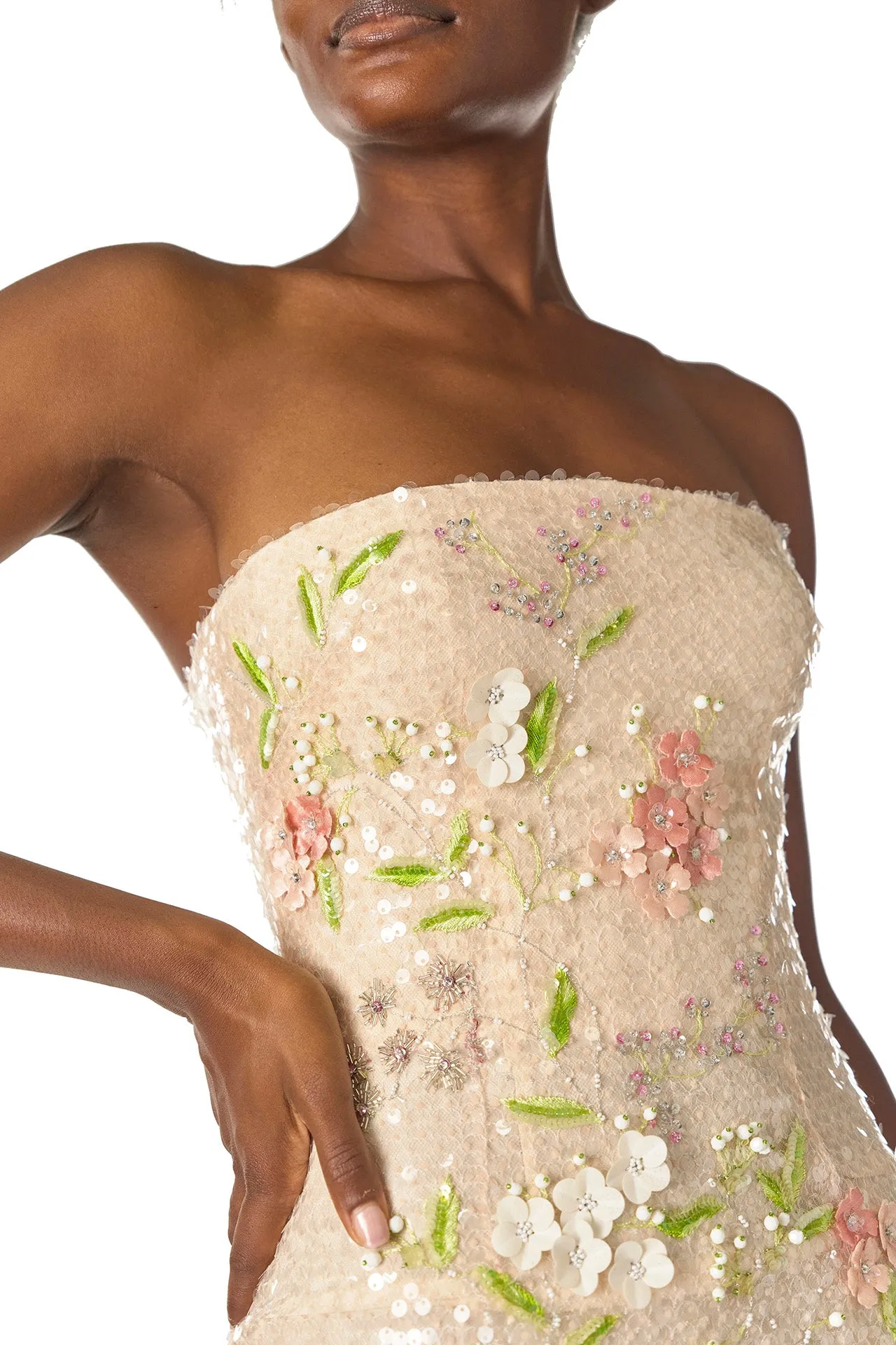 Floral Sequin Column Gown sold by Monique Lhuillier product image thumbnail 2