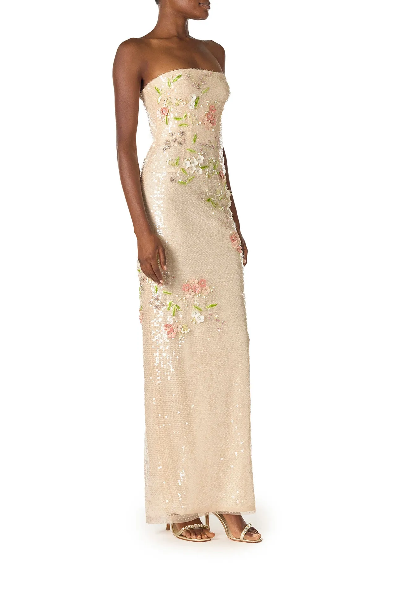 Floral Sequin Column Gown sold by Monique Lhuillier product image thumbnail 5