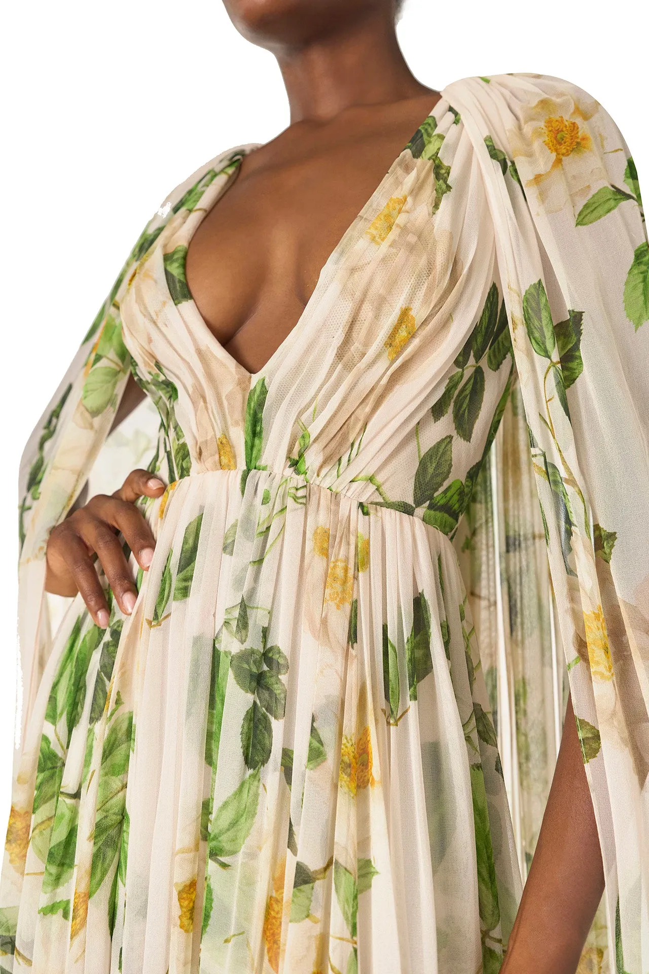 Floral Chiffon Deep V-Neck Gown sold by Monique Lhuillier product image thumbnail 2