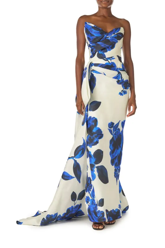 Asymmetric Draped Column Gown sold by Monique Lhuillier