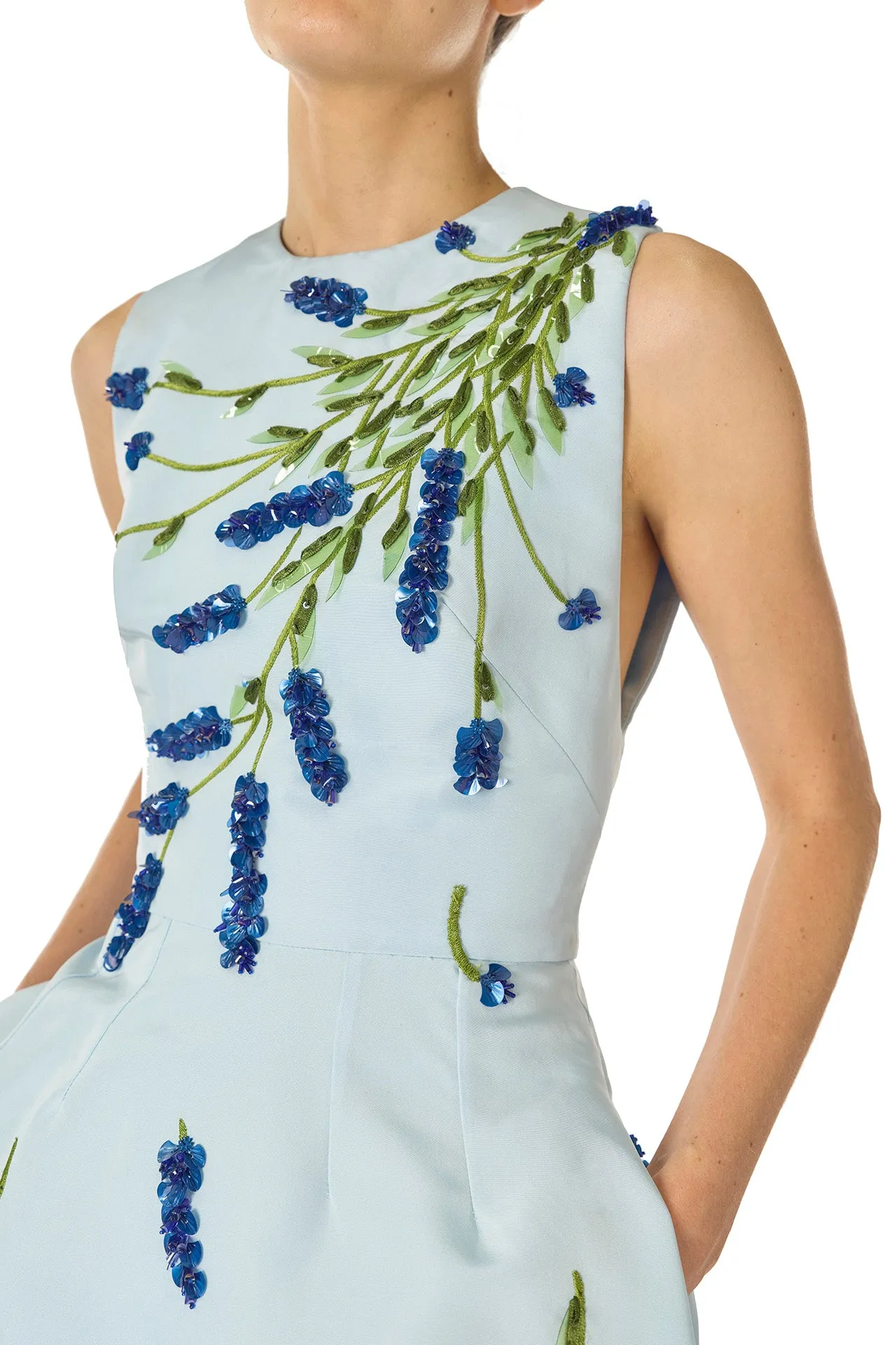 Lavender Embroidered Tea-Length Dress sold by Monique Lhuillier product image thumbnail 4