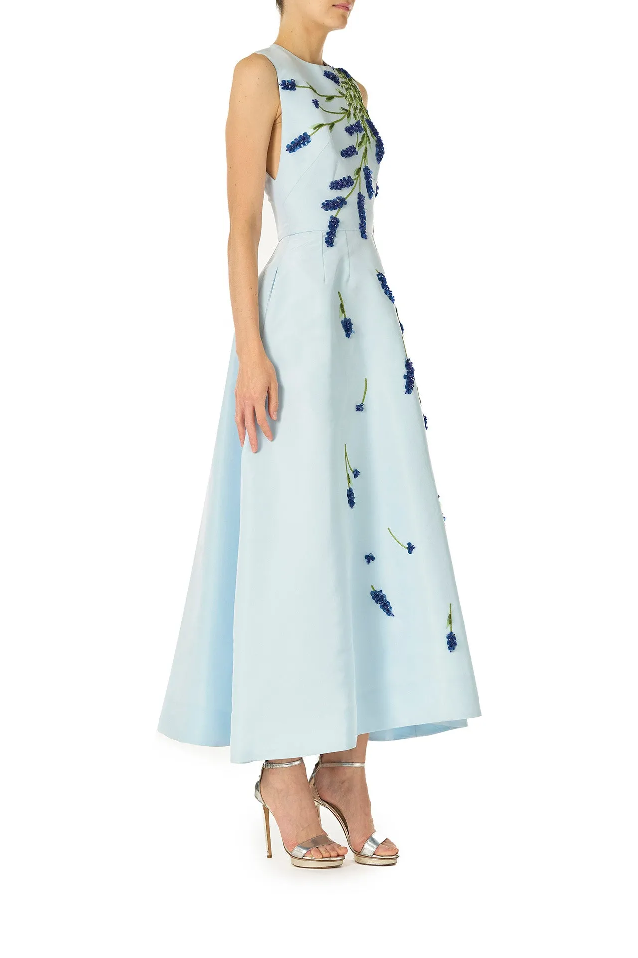 Lavender Embroidered Tea-Length Dress sold by Monique Lhuillier product image thumbnail 3