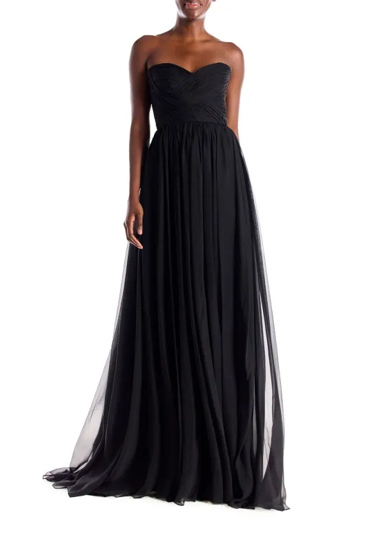 Strapless Draped Chiffon Gown sold by Monique Lhuillier