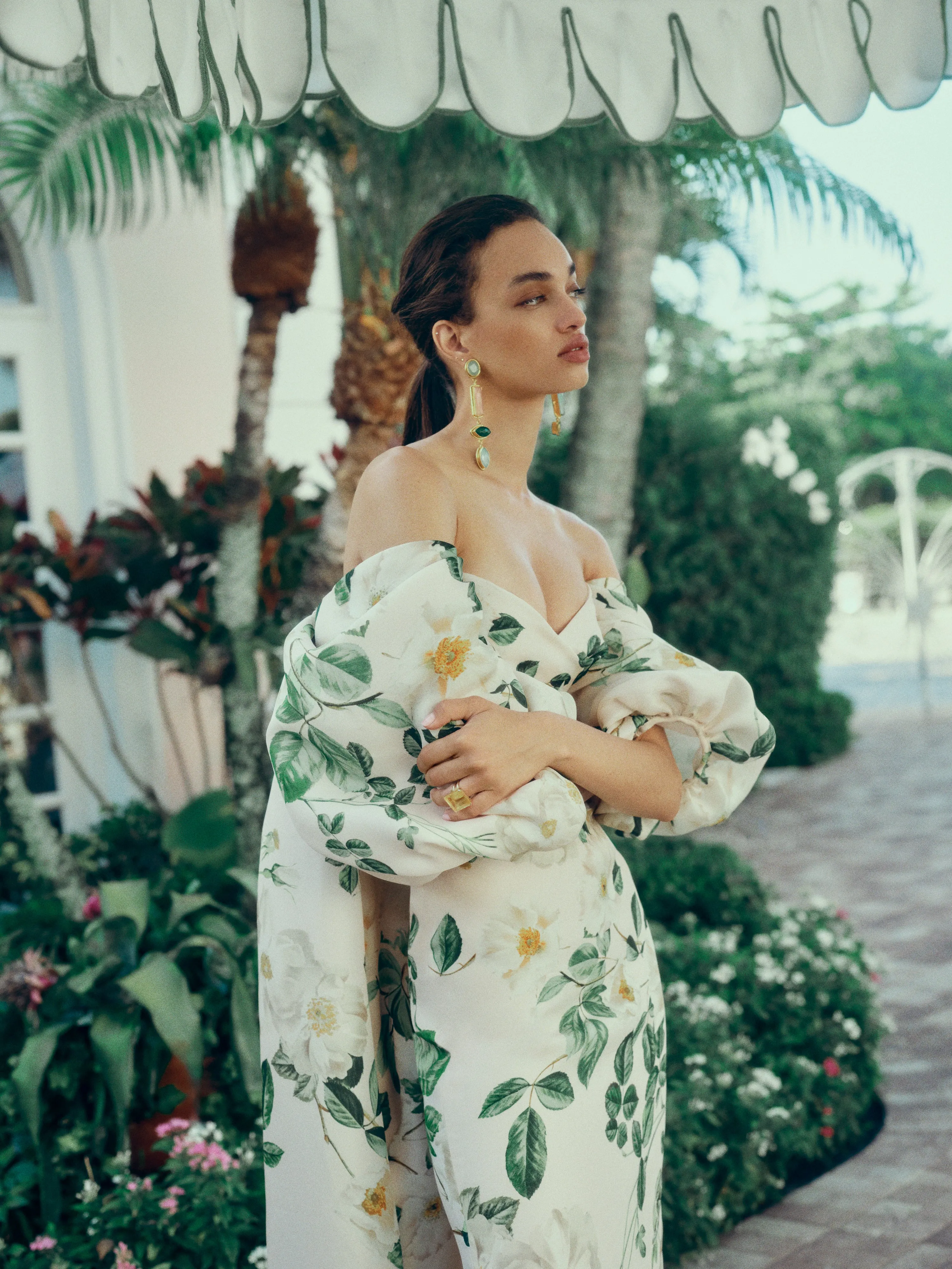 Rose Printed Blouson Cape sold by Monique Lhuillier product image thumbnail 5