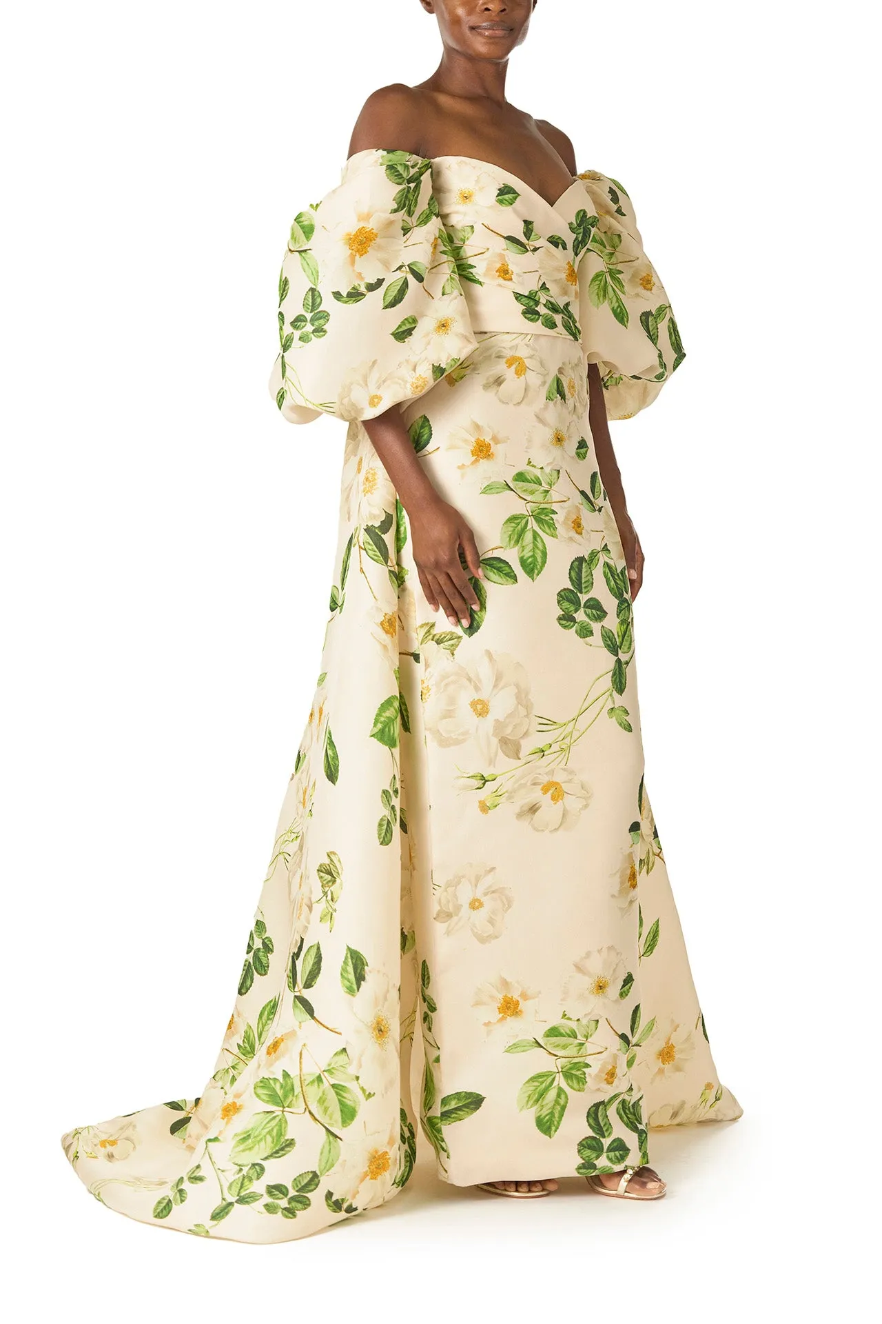 Rose Printed Blouson Cape sold by Monique Lhuillier product image thumbnail 3