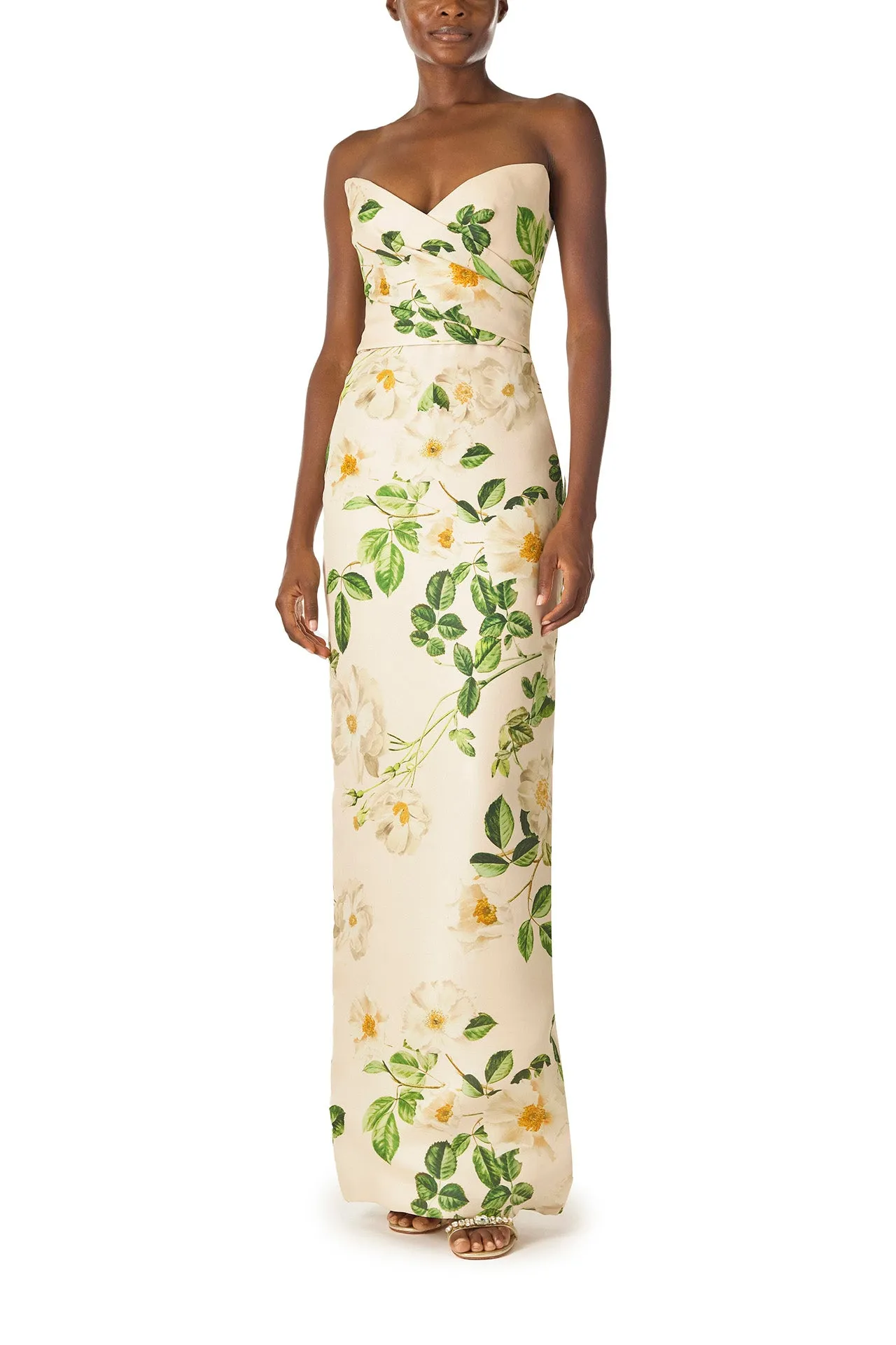 Rose Printed Column Gown sold by Monique Lhuillier