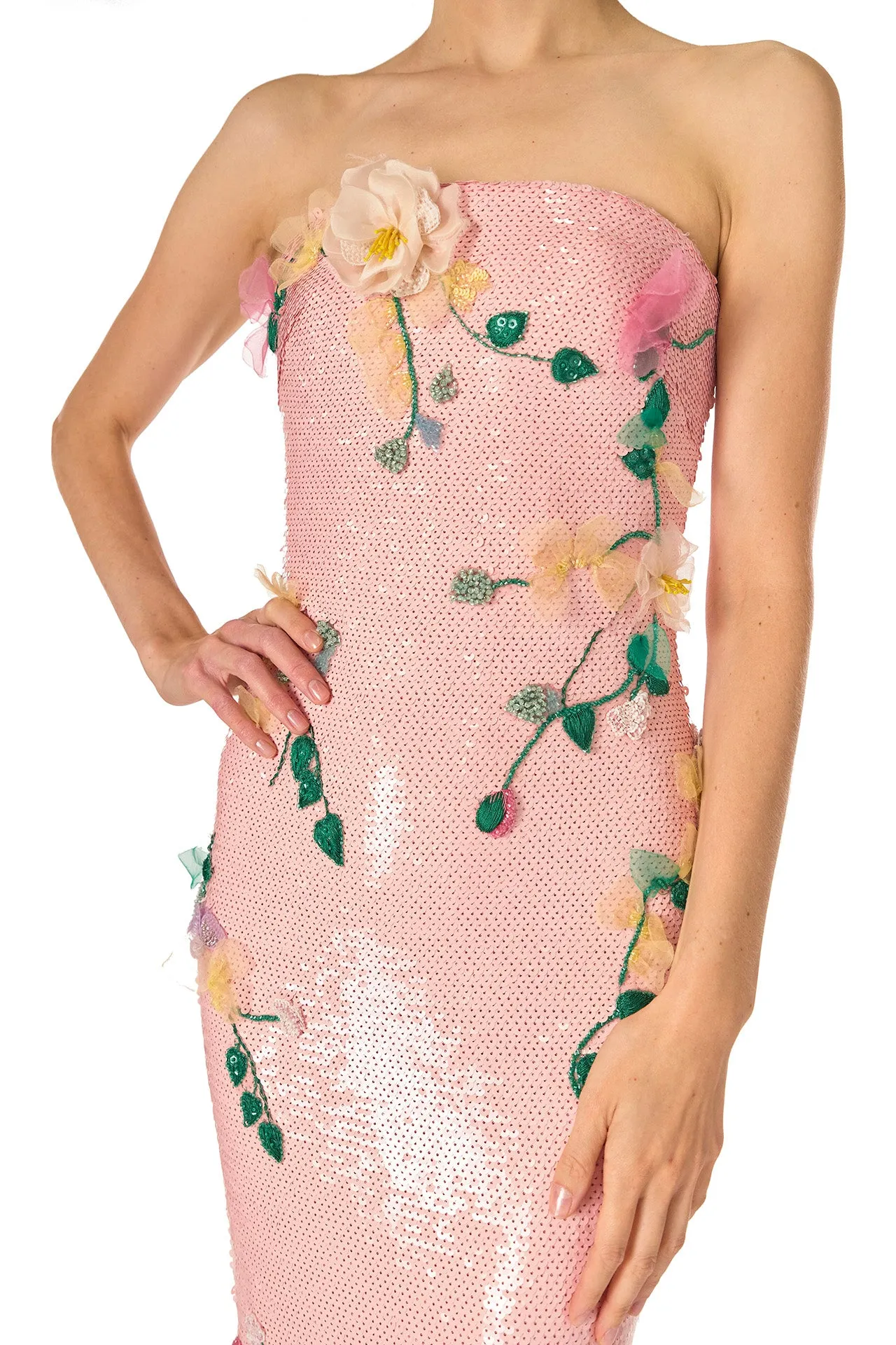 Floral Sequin Column Gown sold by Monique Lhuillier product image thumbnail 4