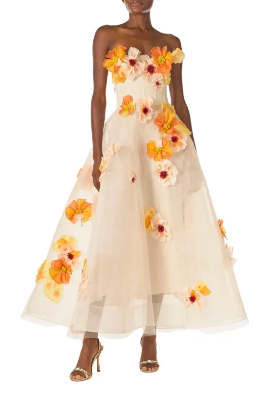 Poppy Embroidered Tea-Length Dress sold by Monique Lhuillier