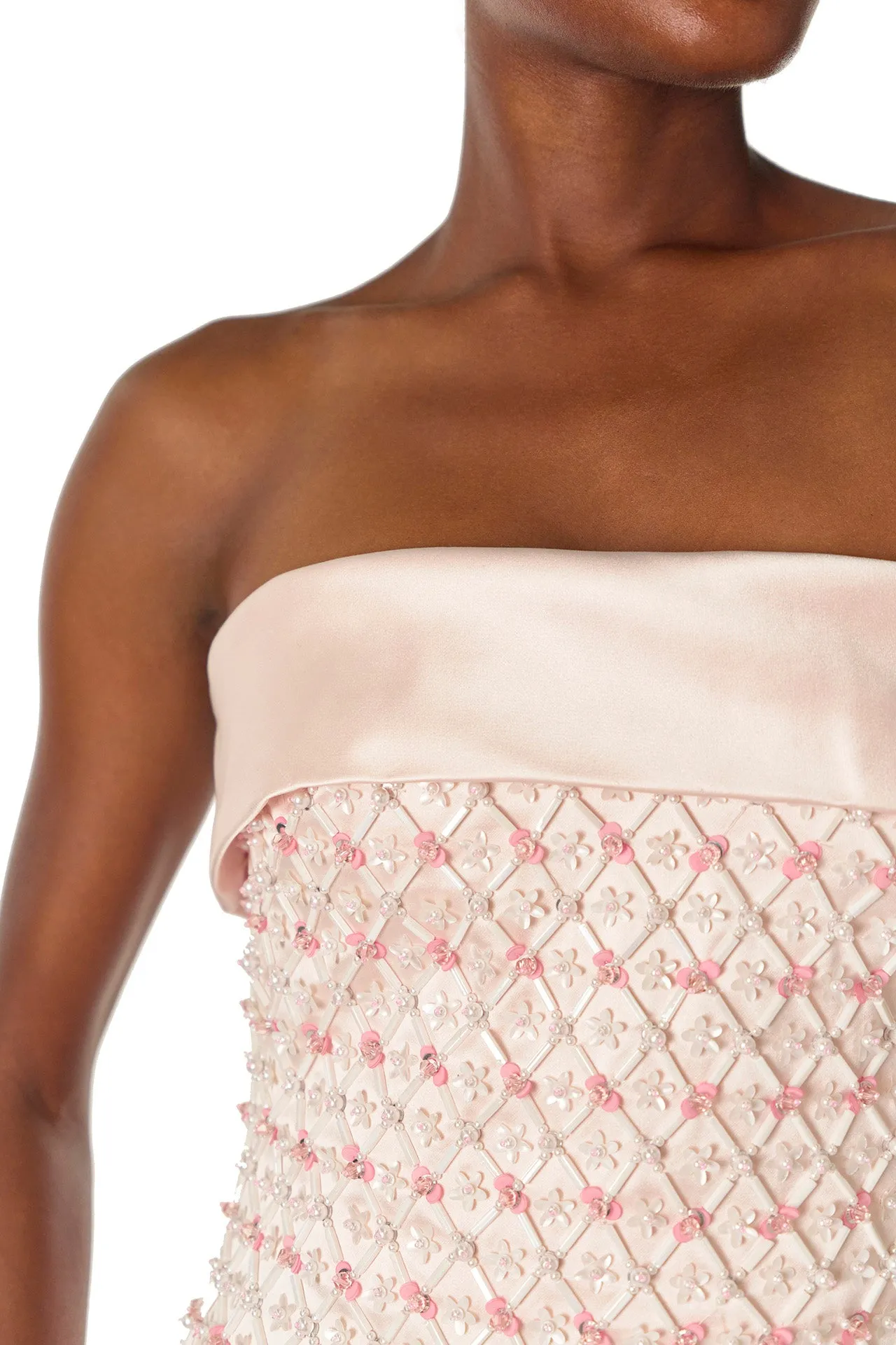 Rosé Beaded Satin Gown sold by Monique Lhuillier product image thumbnail 2