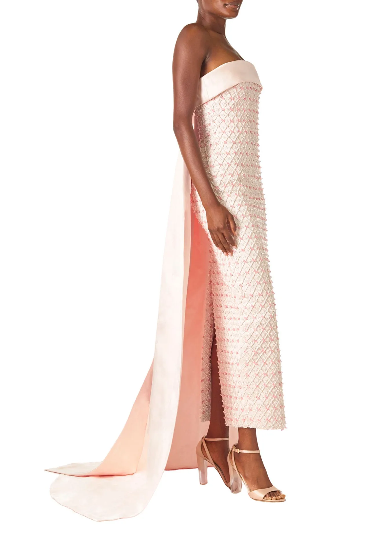 Rosé Beaded Satin Gown sold by Monique Lhuillier product image thumbnail 5