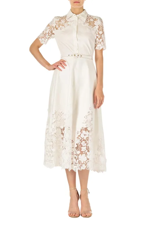 Lace Detail Short Sleeve Dress sold by Monique Lhuillier