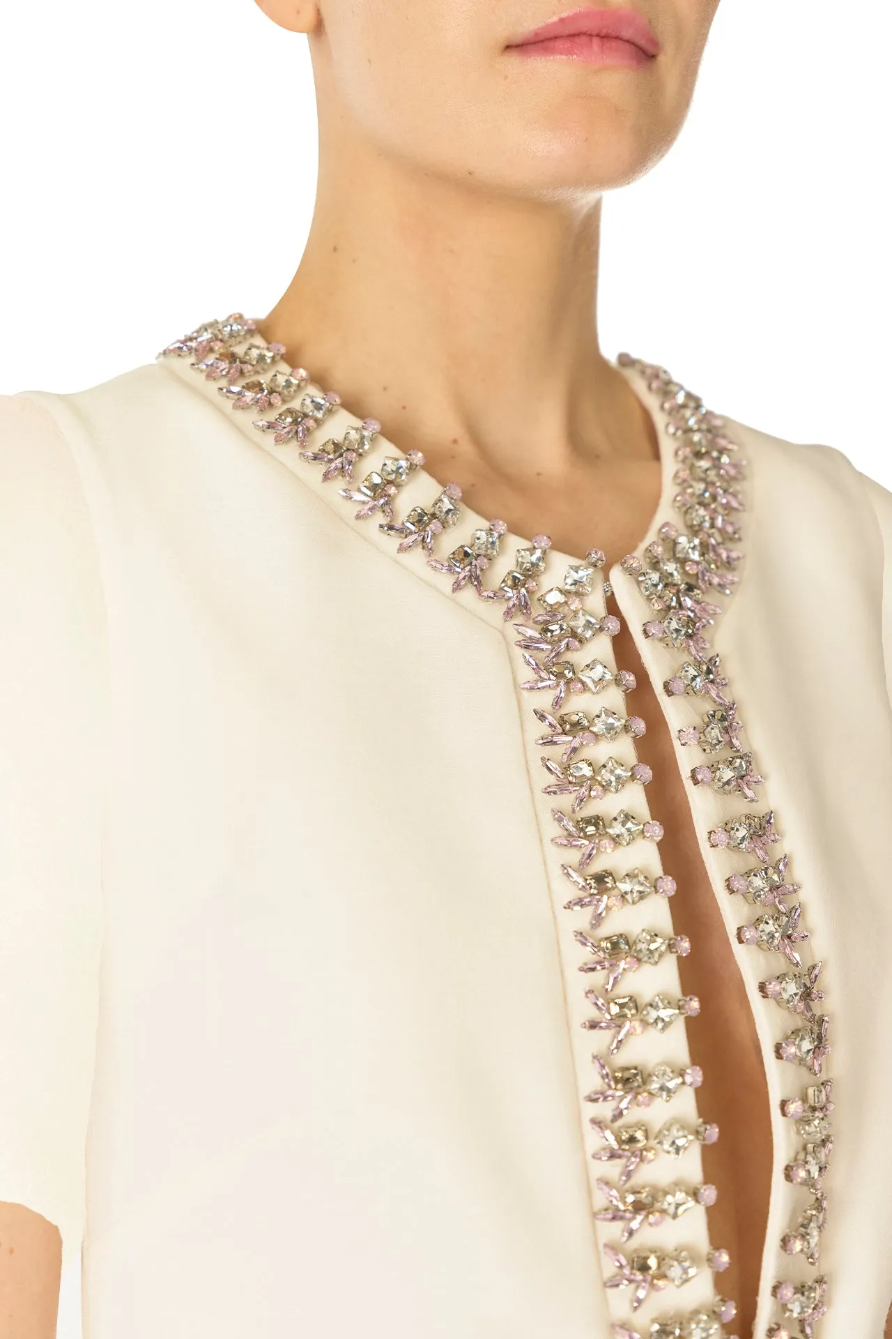 Jeweled Neck Caftan Silk White sold by Monique Lhuillier product image thumbnail 2