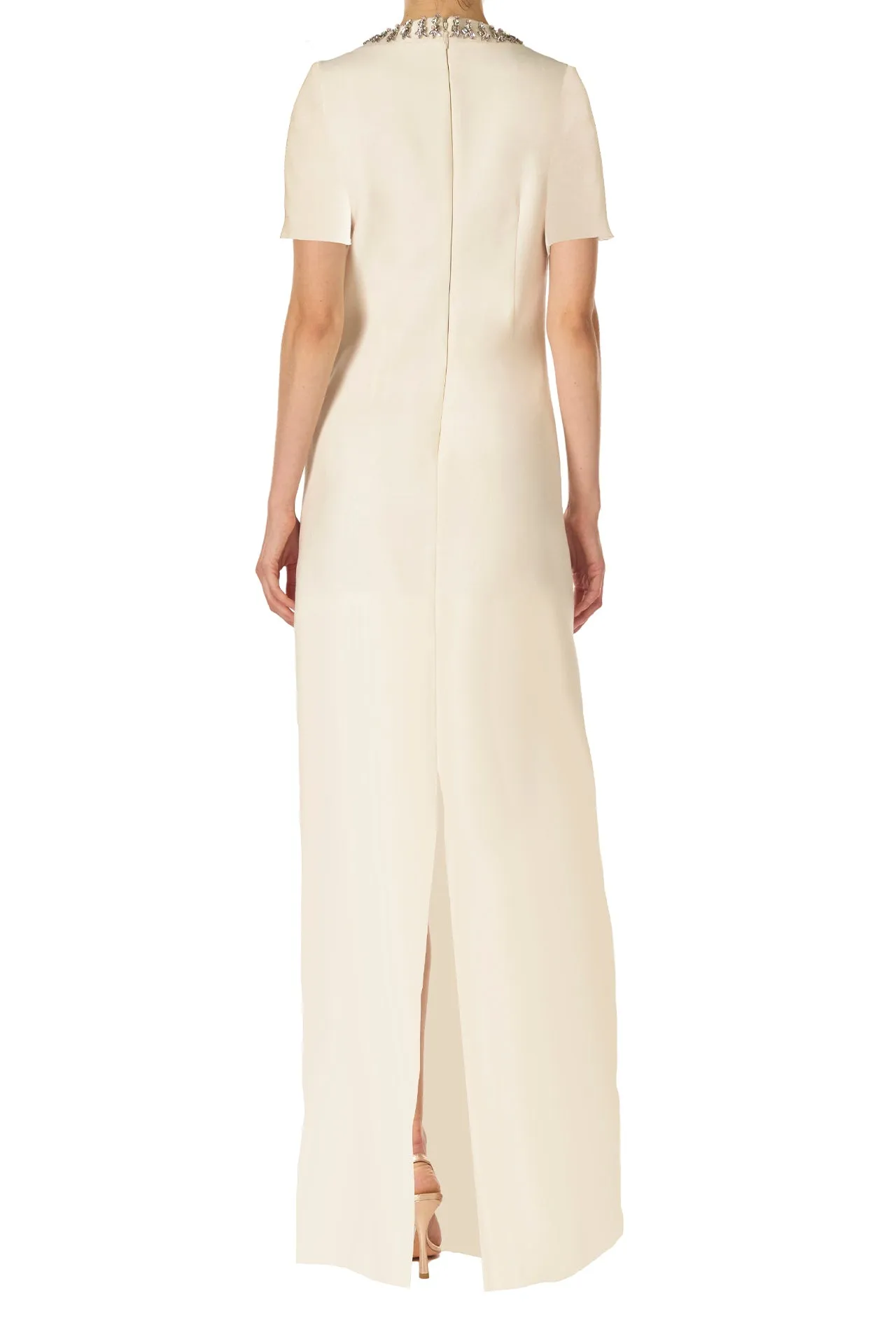 Jeweled Neck Caftan Silk White sold by Monique Lhuillier product image thumbnail 4