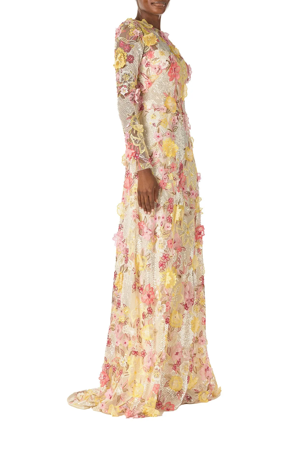 Embroidered Floral Lace Gown sold by Monique Lhuillier product image thumbnail 5