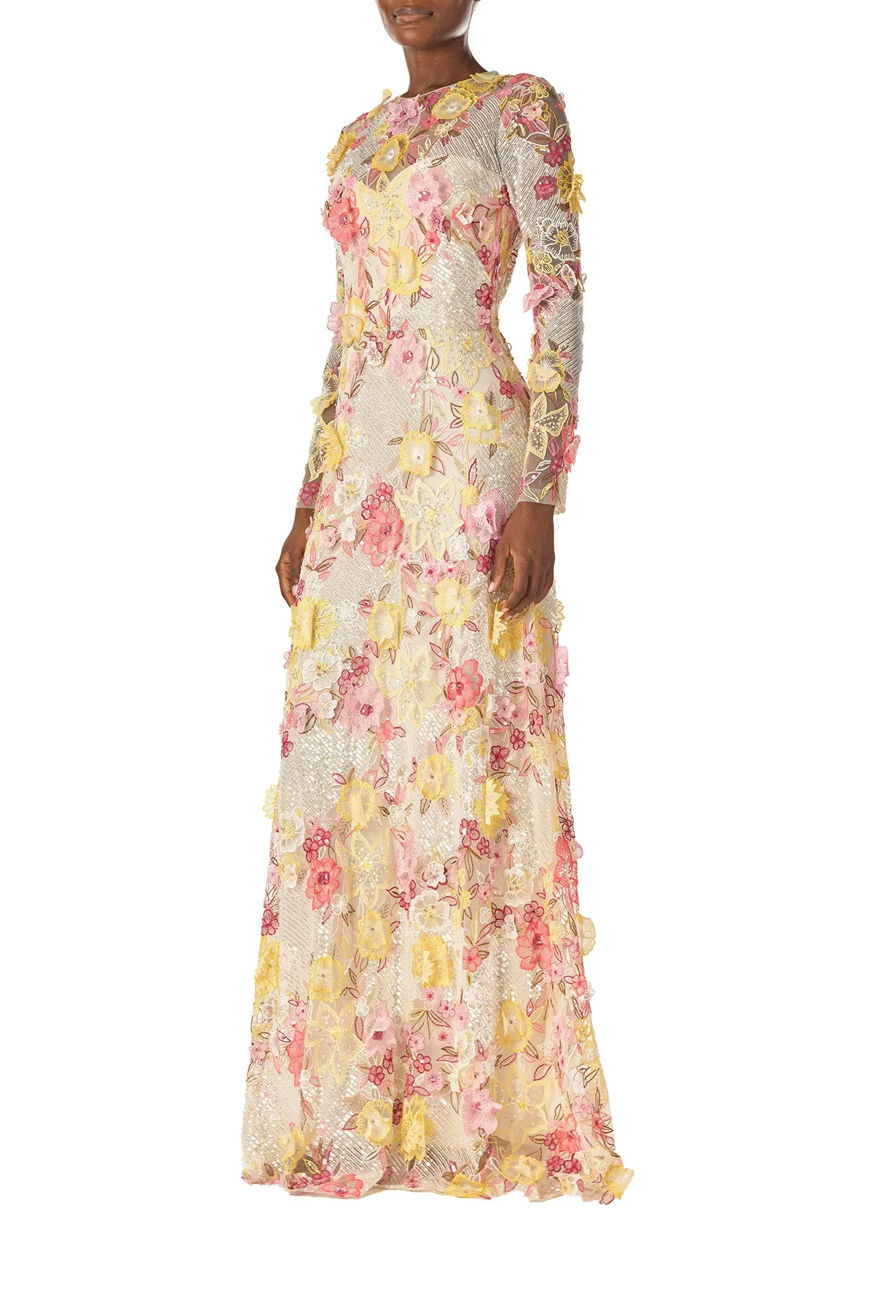 Embroidered Floral Lace Gown sold by Monique Lhuillier product image thumbnail 3
