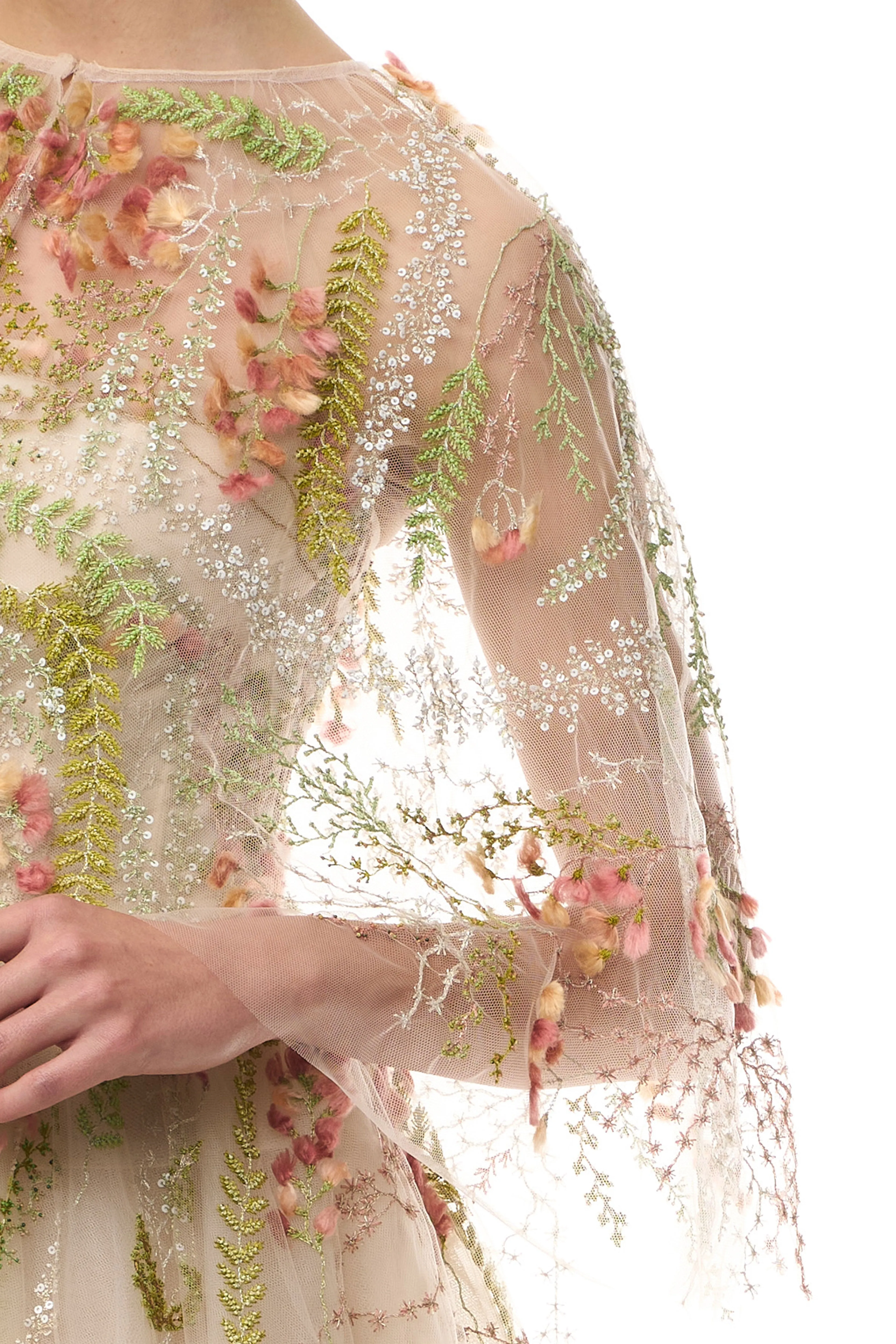 Embroidered Capelet Prosecco Multi sold by Monique Lhuillier product image thumbnail 2