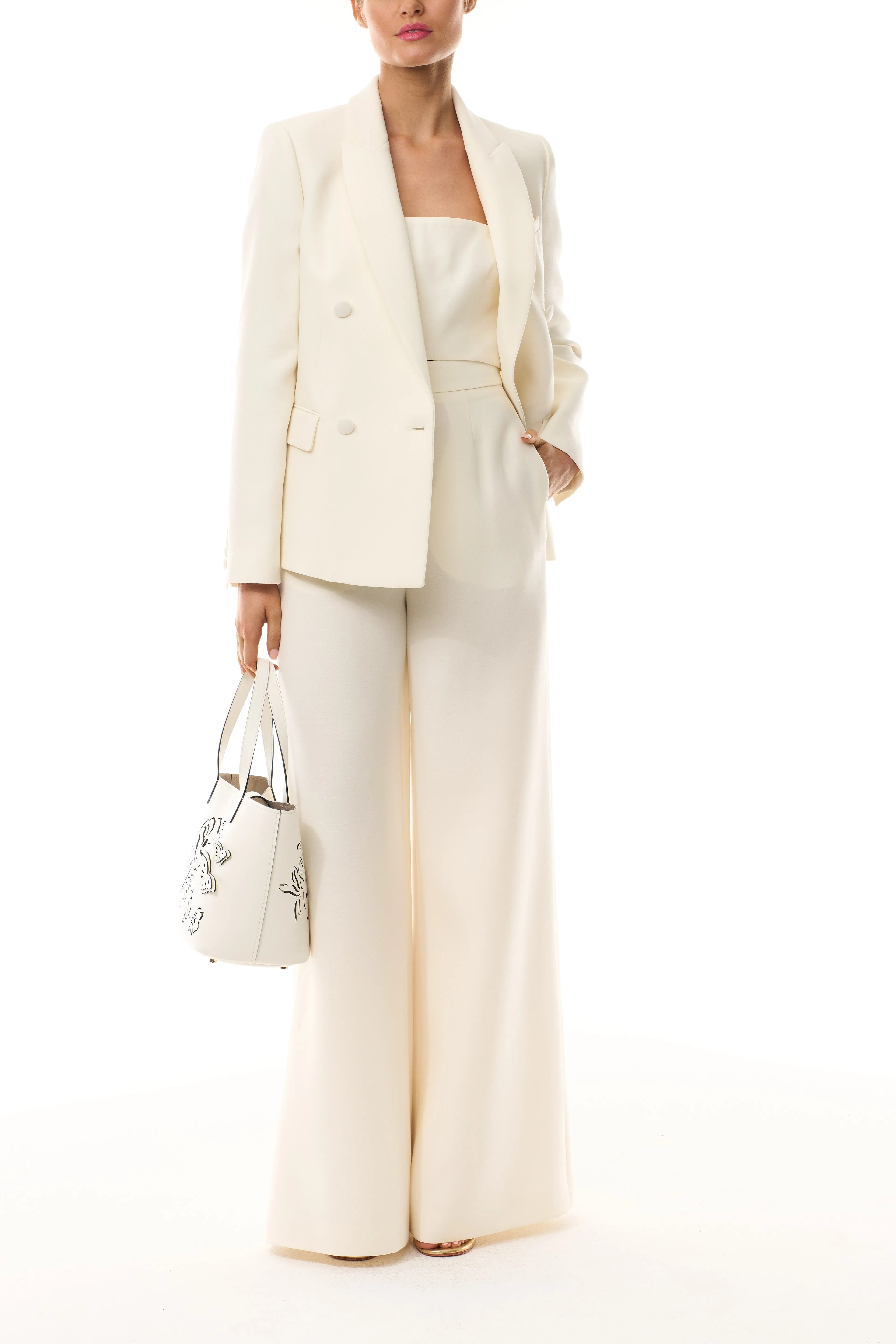 Silk White Palazzo Trouser sold by Monique Lhuillier product image thumbnail 3