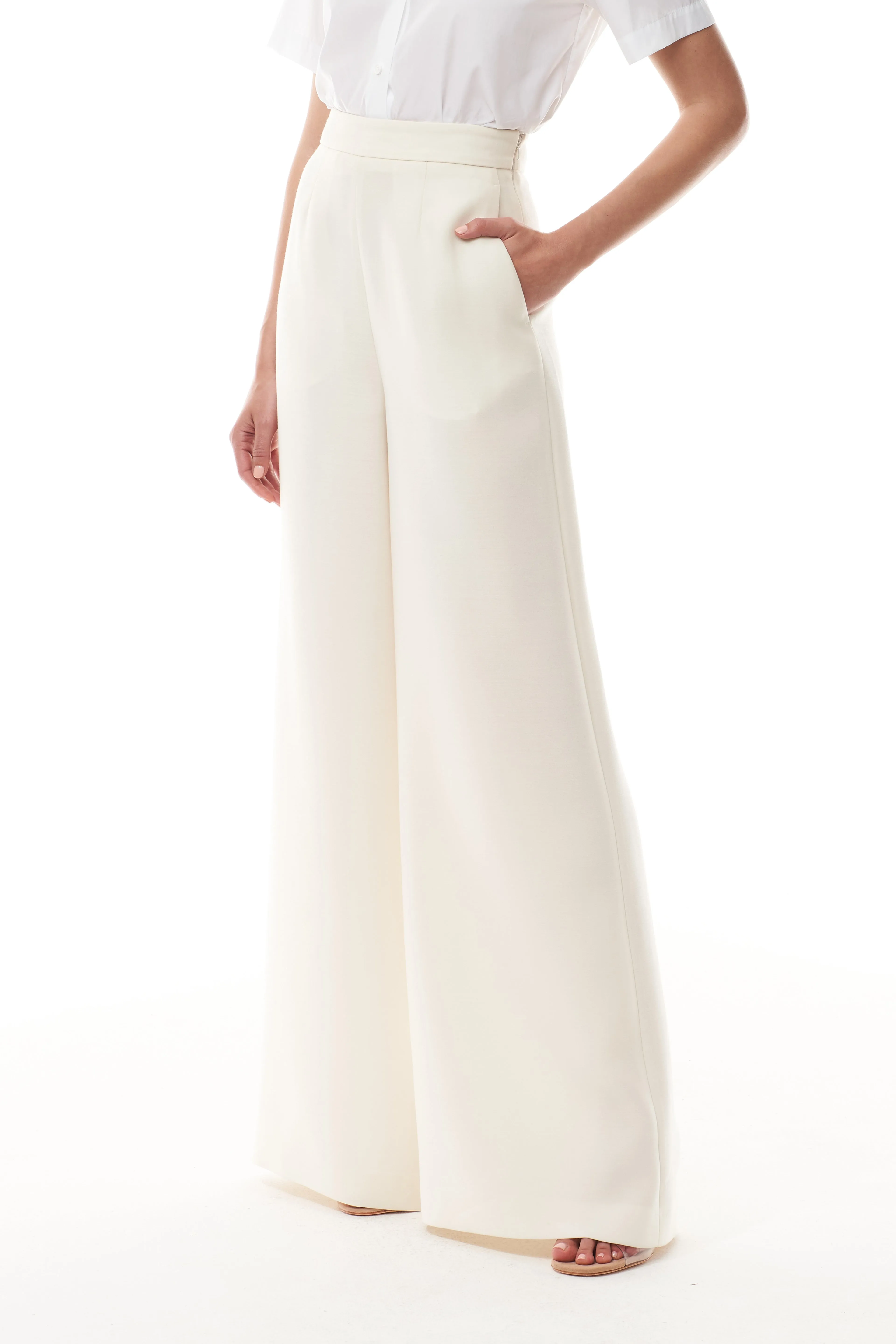 Silk White Palazzo Trouser sold by Monique Lhuillier