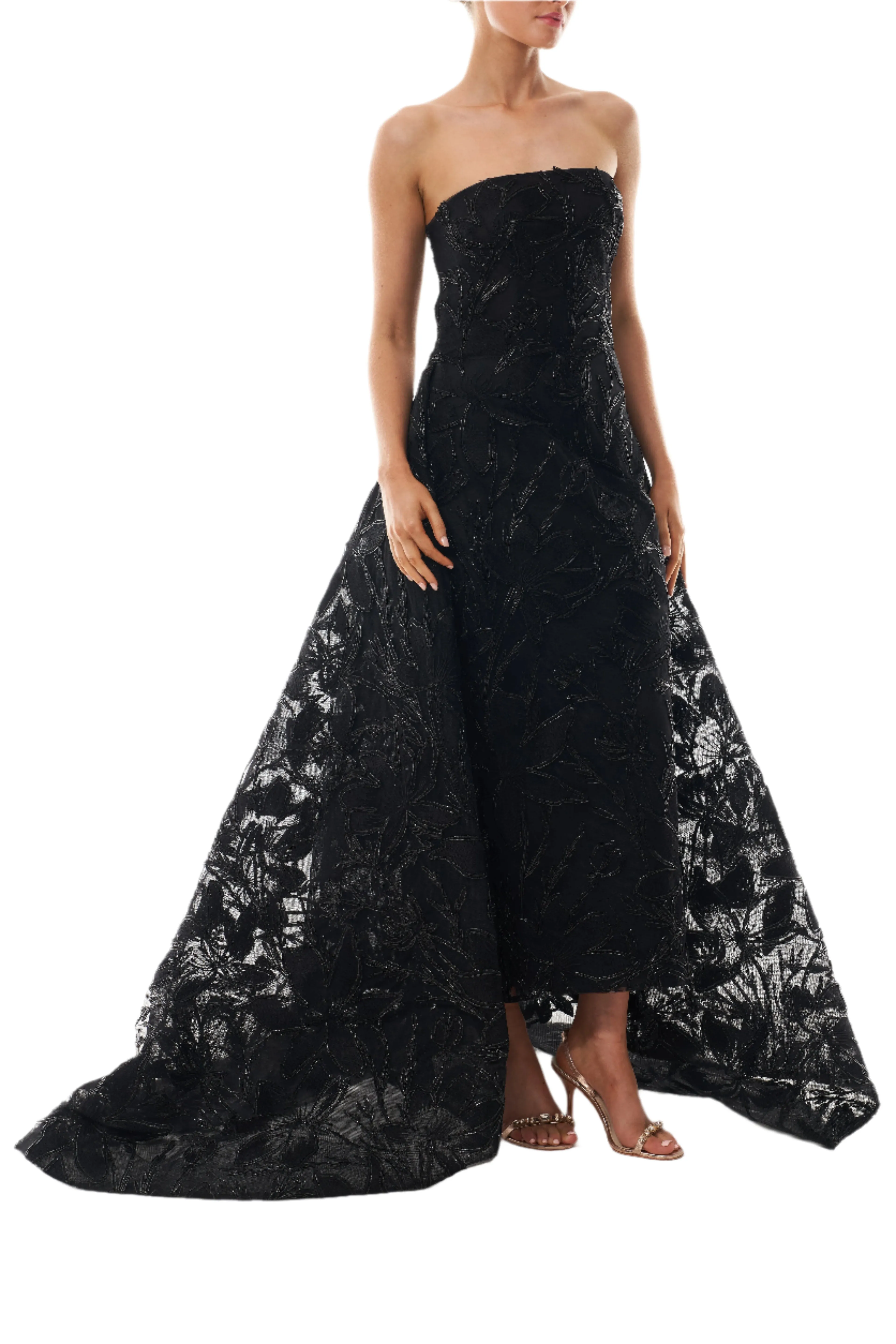 Embroidered Column Gown with Train sold by Monique Lhuillier
