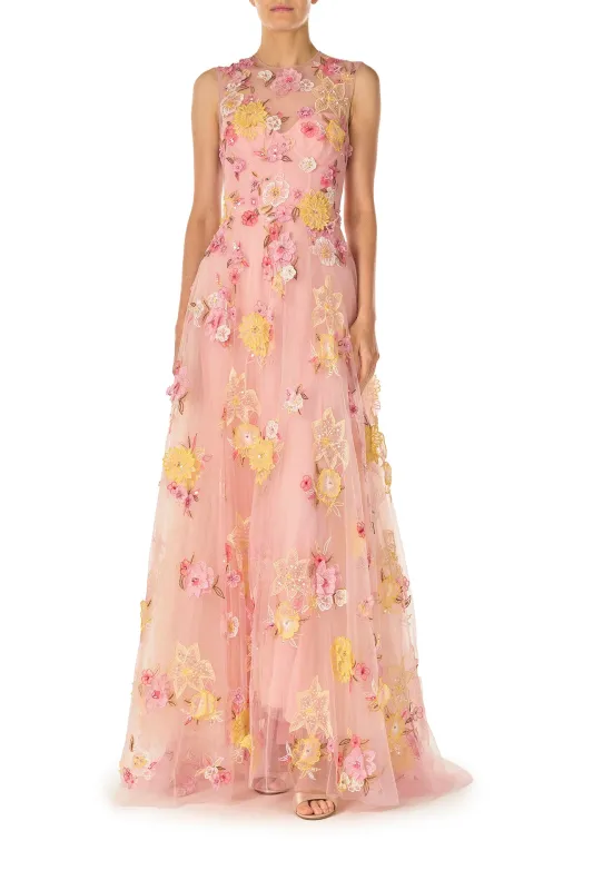 Embroidered Floral Sleeveless Gown sold by Monique Lhuillier