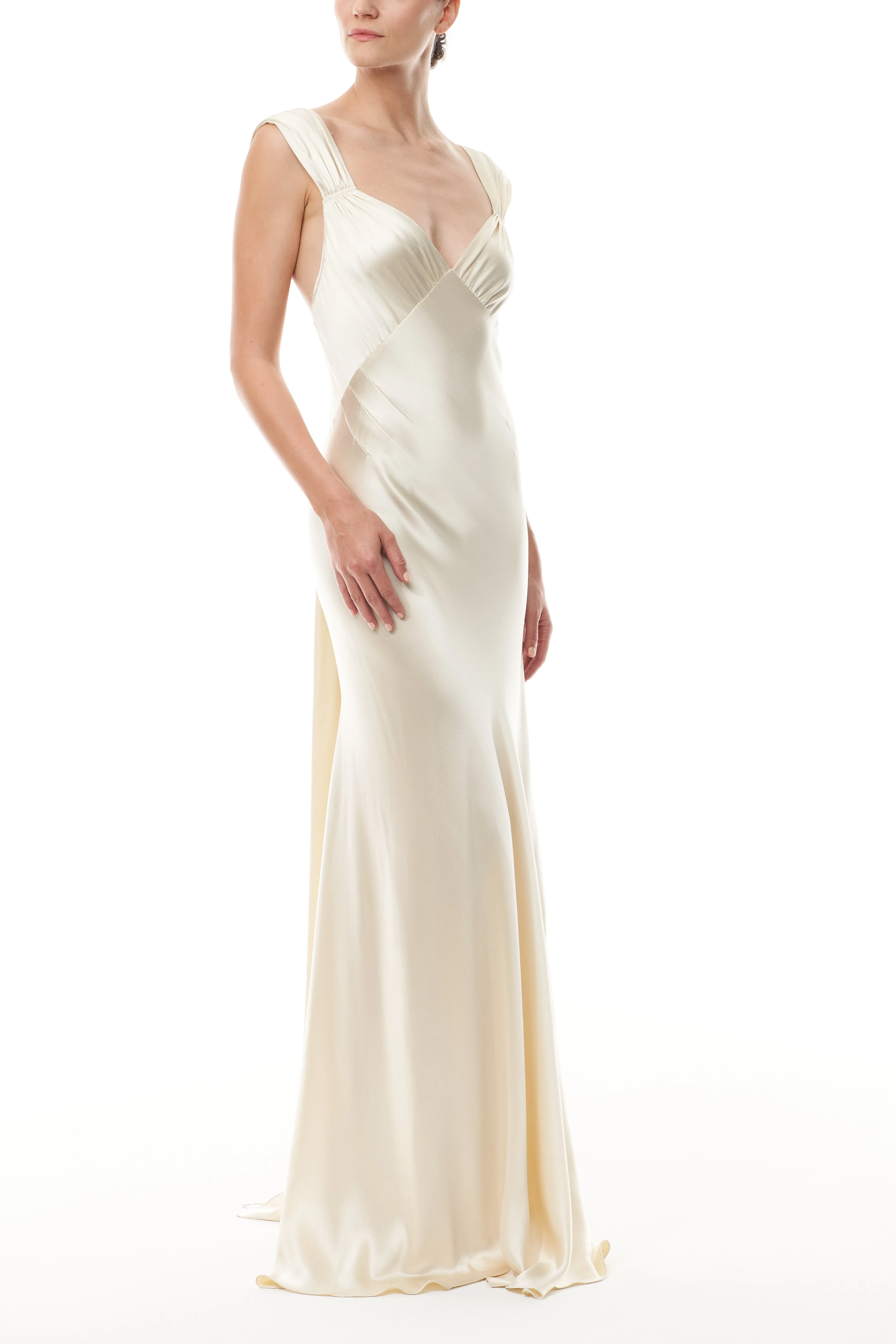 Satin Draped Sheath Gown sold by Monique Lhuillier product image thumbnail 4