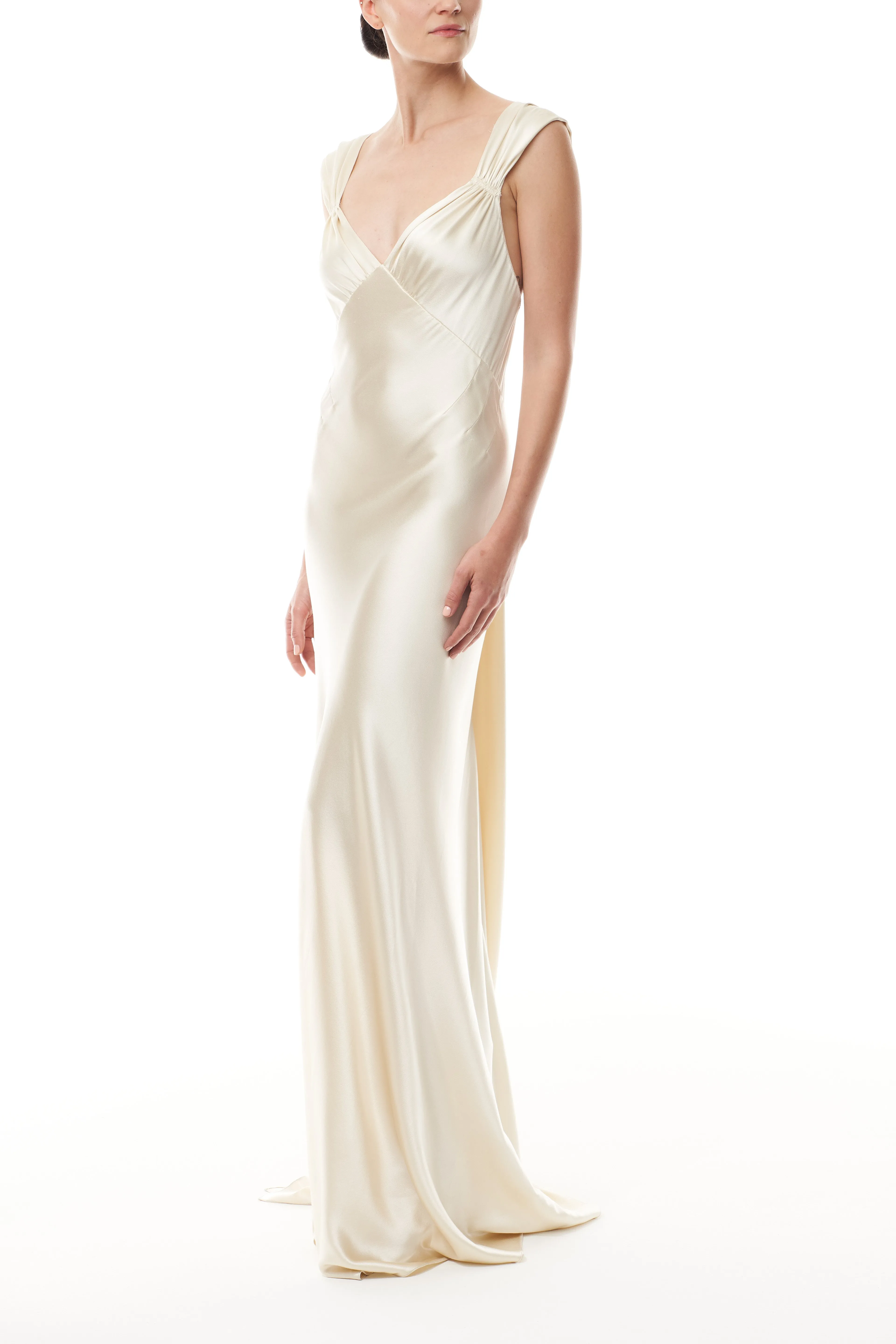 Satin Draped Sheath Gown sold by Monique Lhuillier product image thumbnail 3