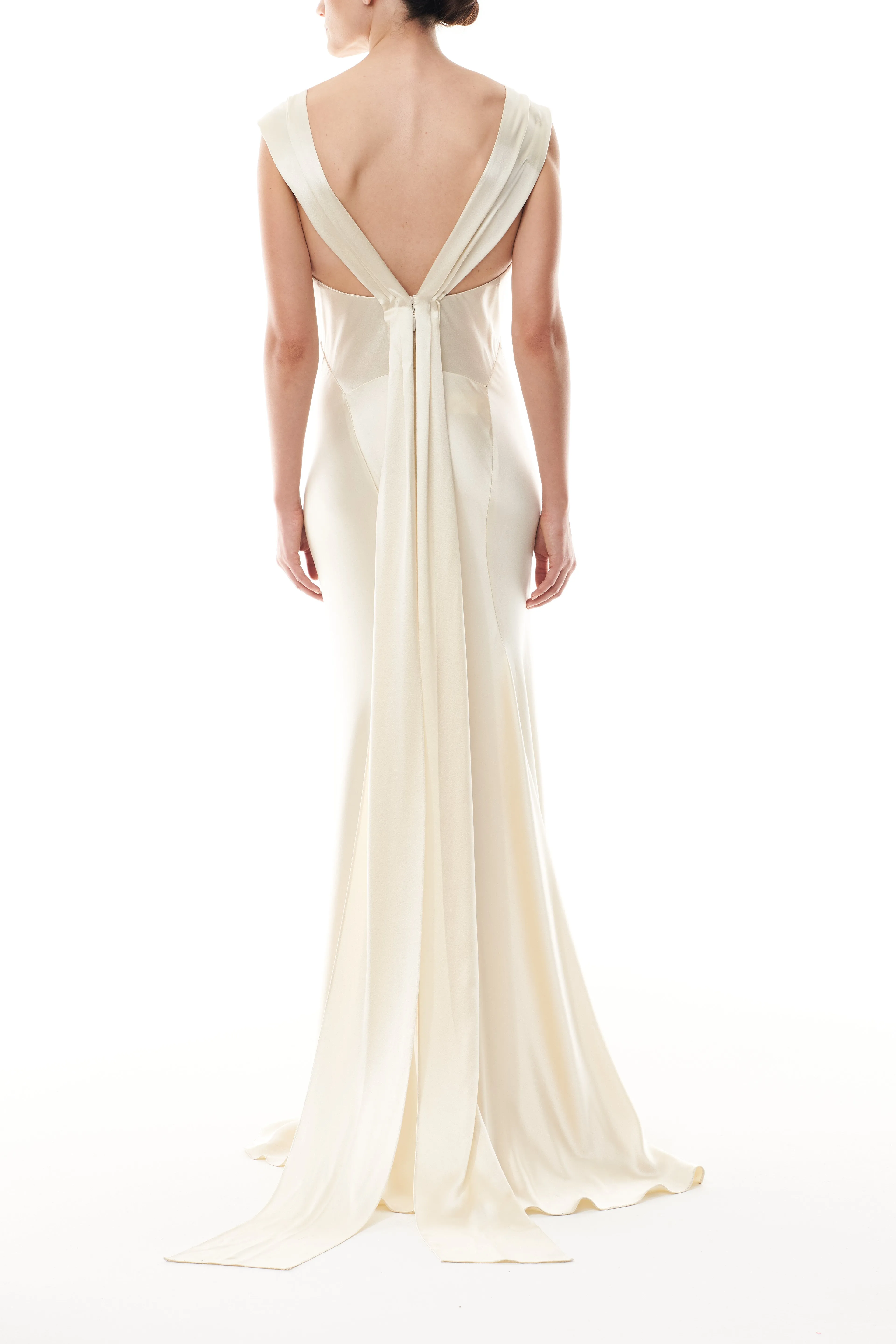 Satin Draped Sheath Gown sold by Monique Lhuillier product image thumbnail 5