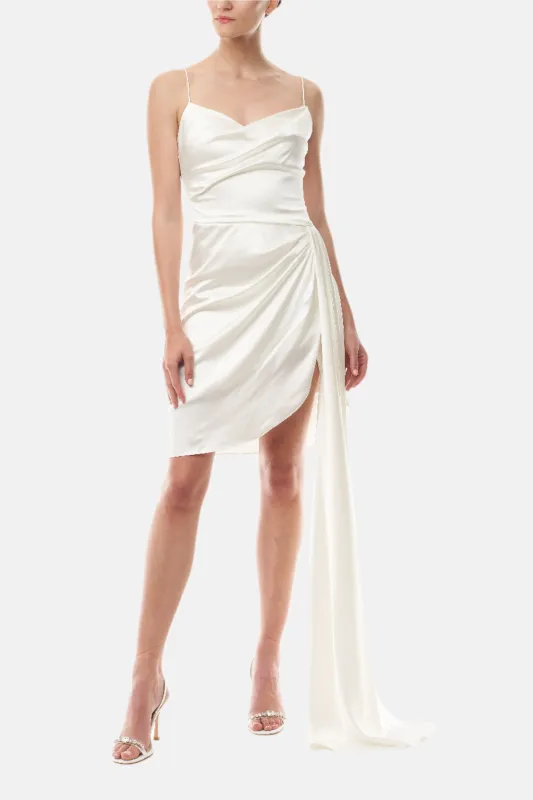 Satin Draped Mini Dress sold by Monique Lhuillier