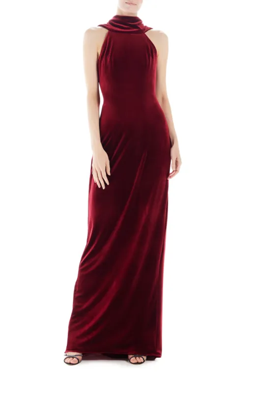 High Neck Velour Gown sold by Monique Lhuillier