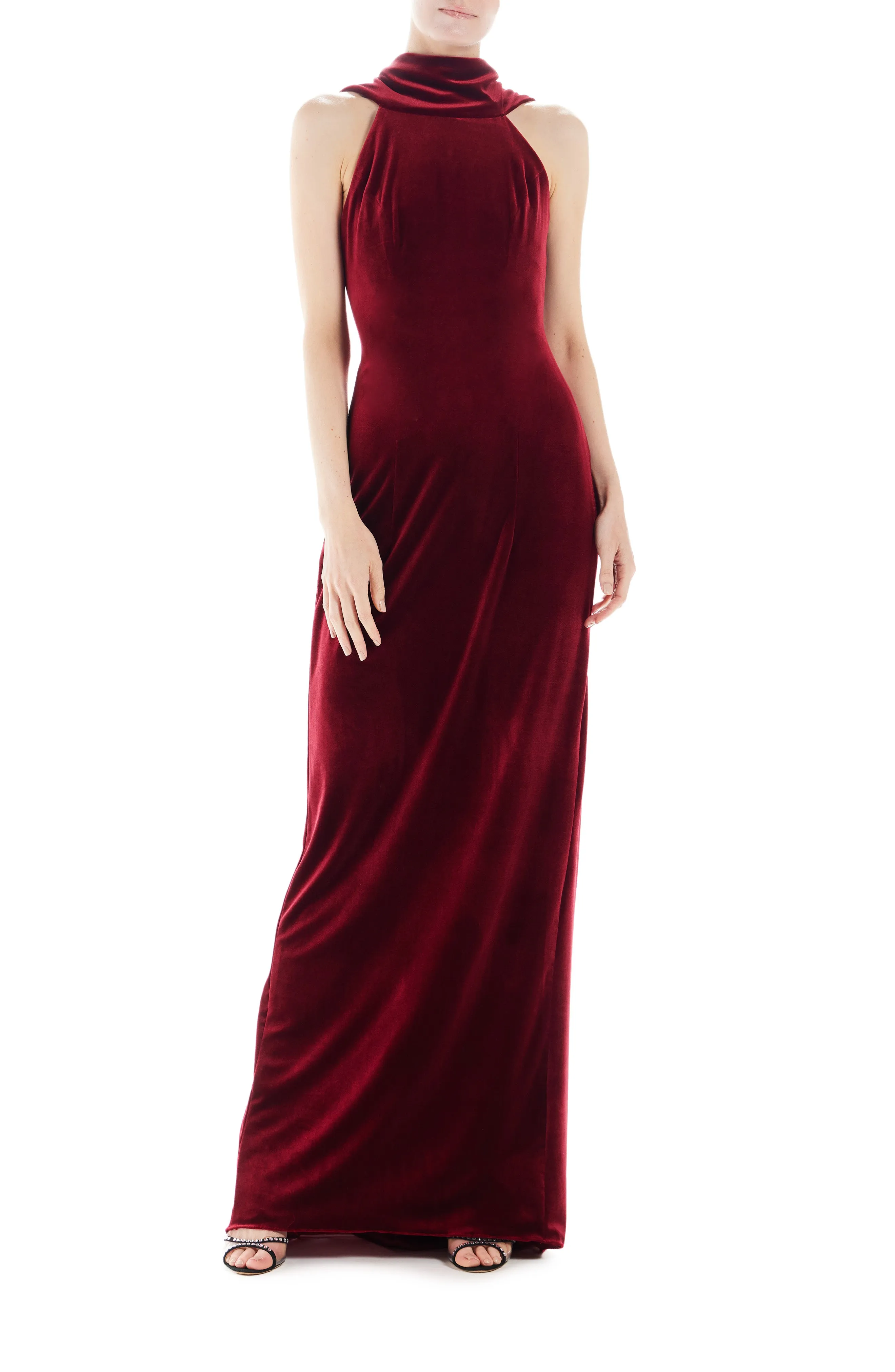 High Neck Velour Gown sold by Monique Lhuillier