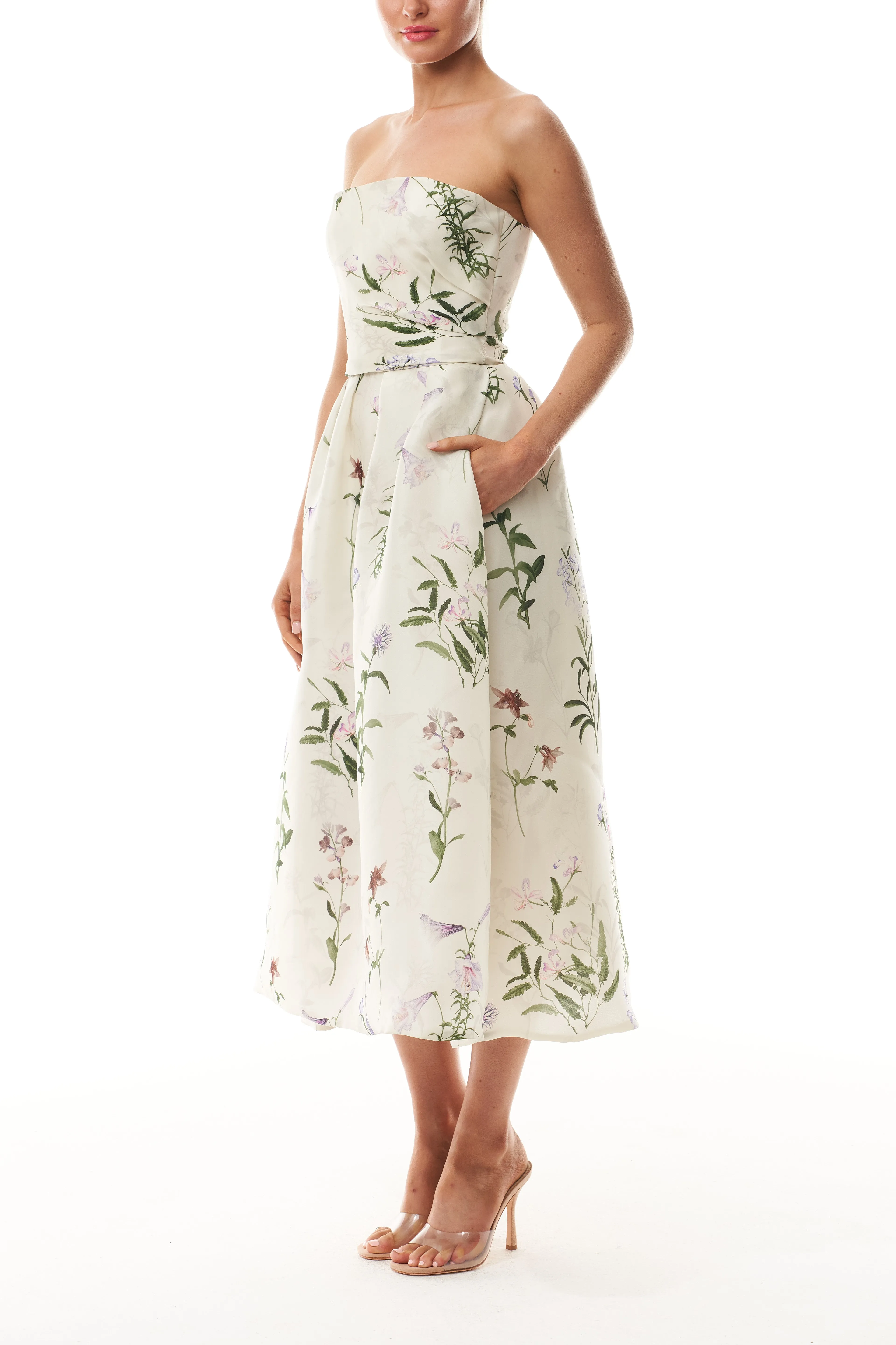 Floral Printed Tea Dress sold by Monique Lhuillier product image thumbnail 3
