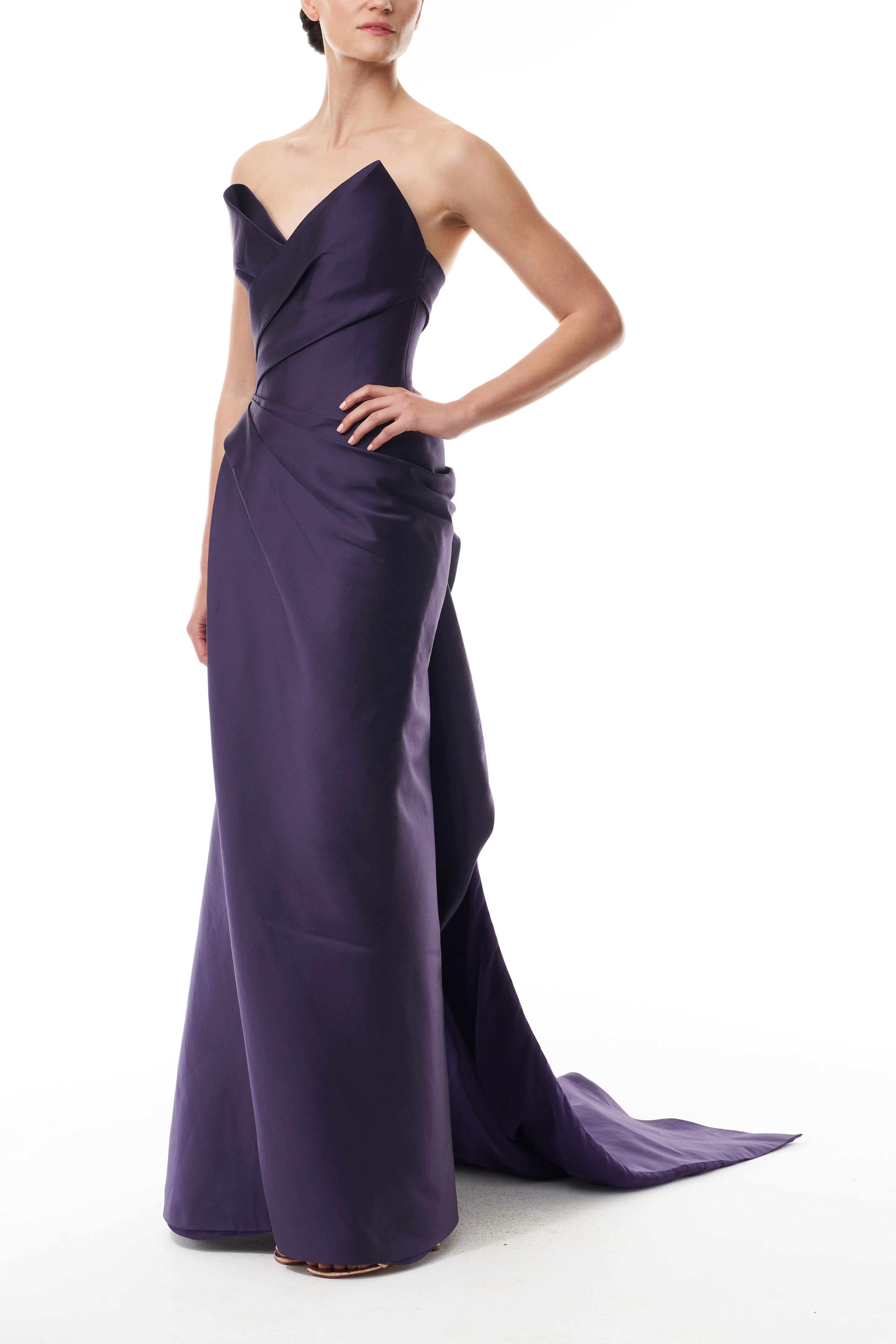 Strapless Draped Gown With Slit sold by Monique Lhuillier product image thumbnail 5