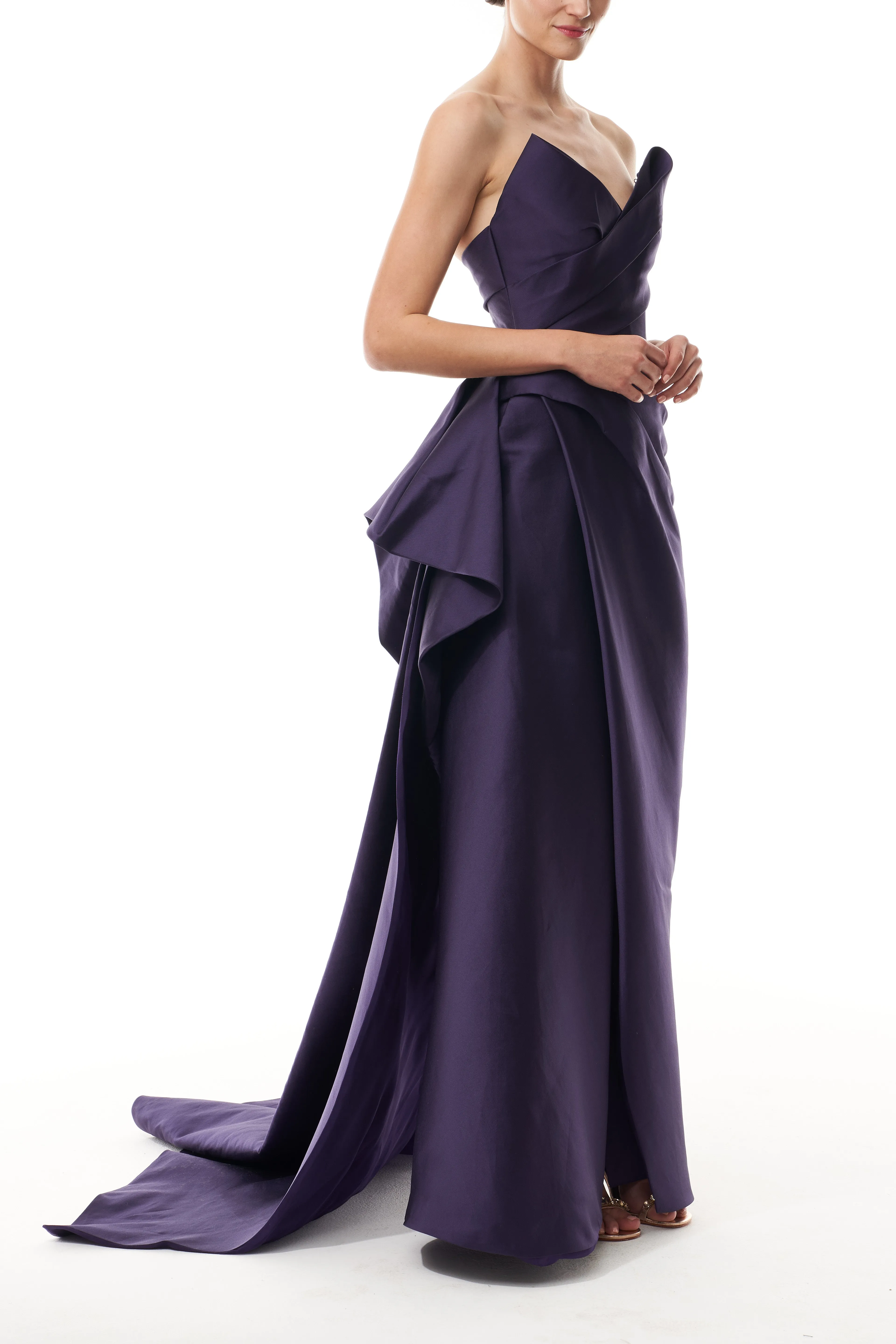 Strapless Draped Gown With Slit sold by Monique Lhuillier product image thumbnail 3
