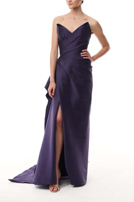 Strapless Draped Gown With Slit sold by Monique Lhuillier