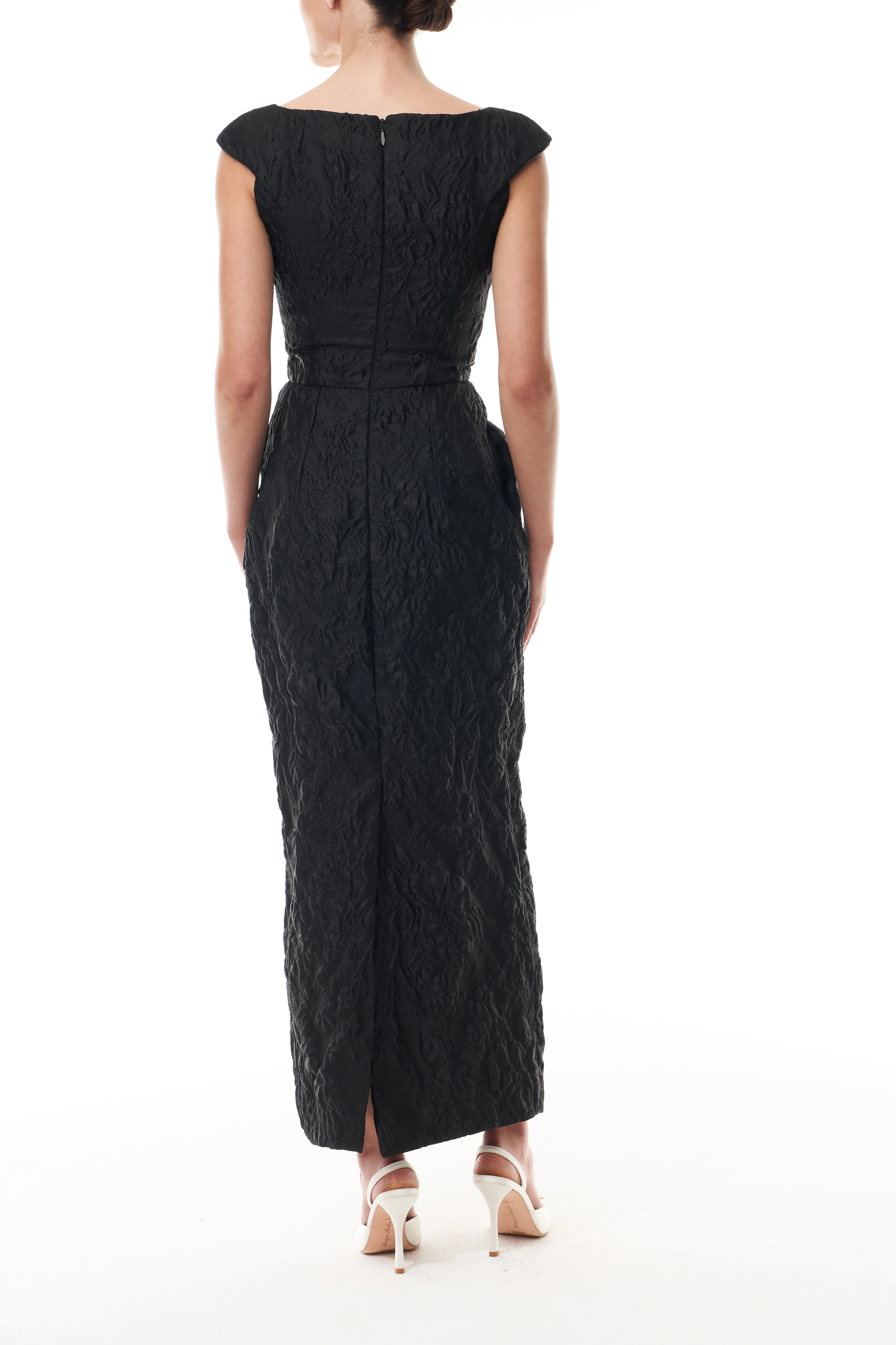 Jacquard V-Neck Column Dress sold by Monique Lhuillier product image thumbnail 5