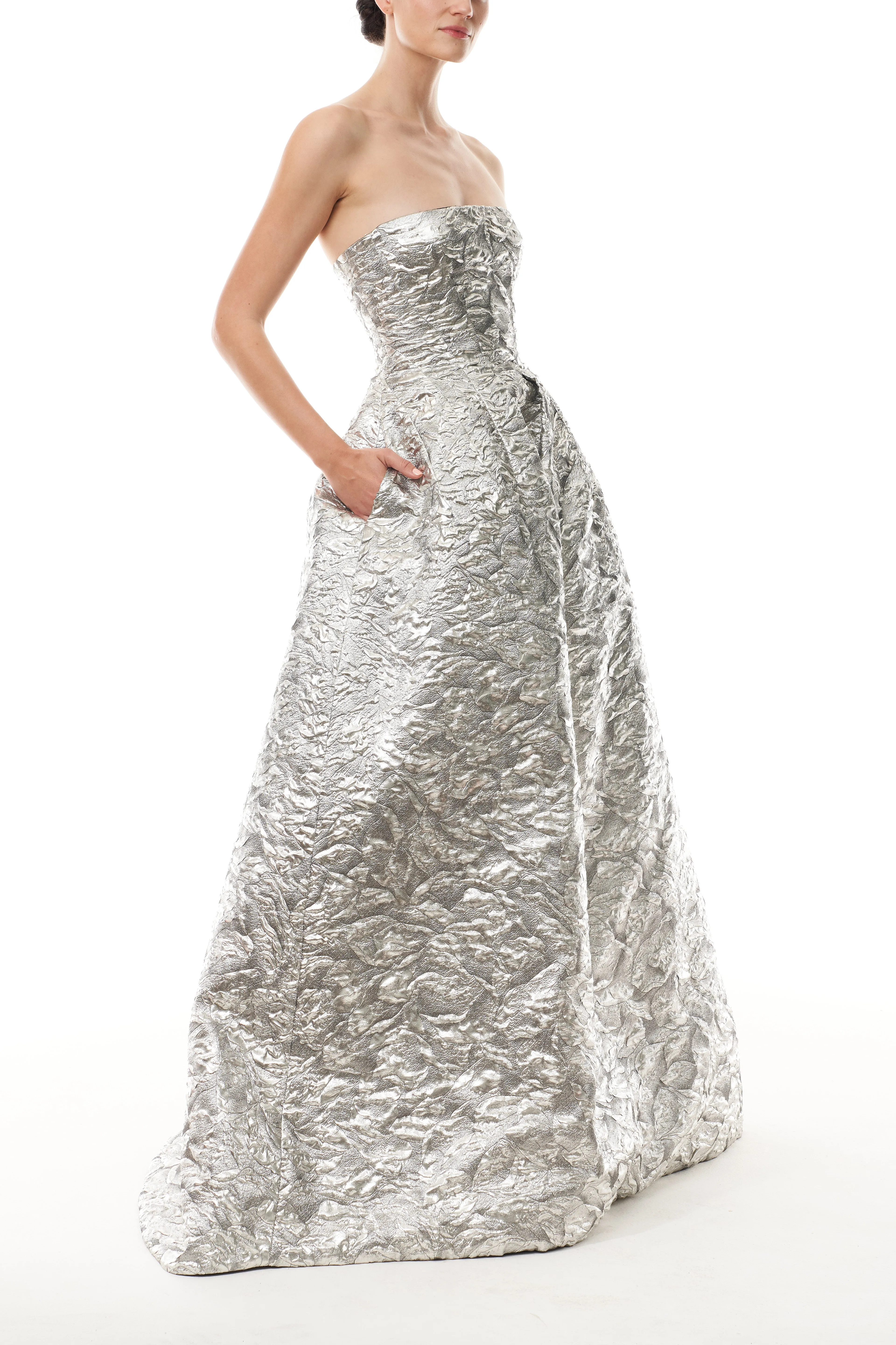 Metallic Jacquard Ballgown sold by Monique Lhuillier product image thumbnail 3