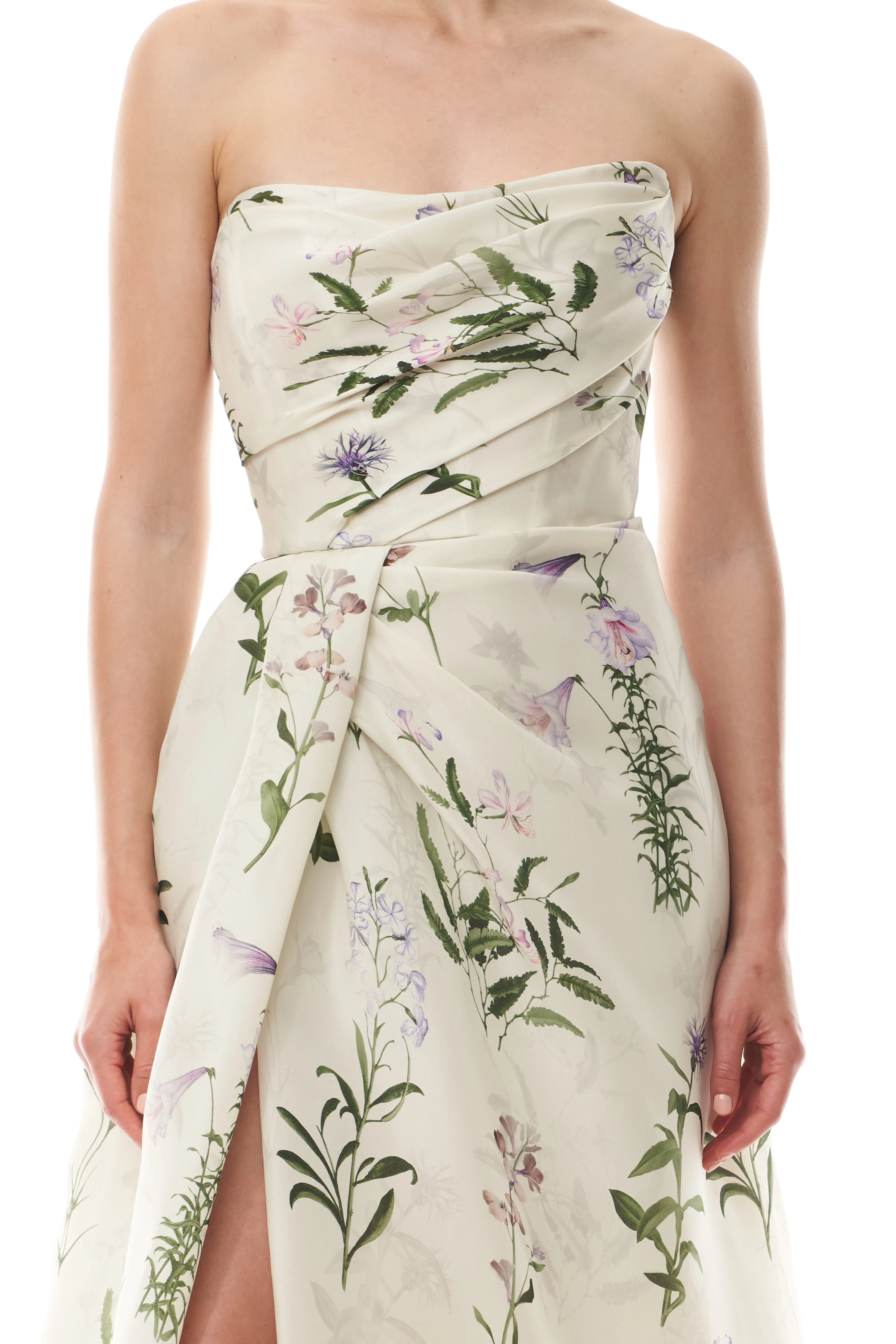 Floral Gazar Draped Gown sold by Monique Lhuillier product image thumbnail 2